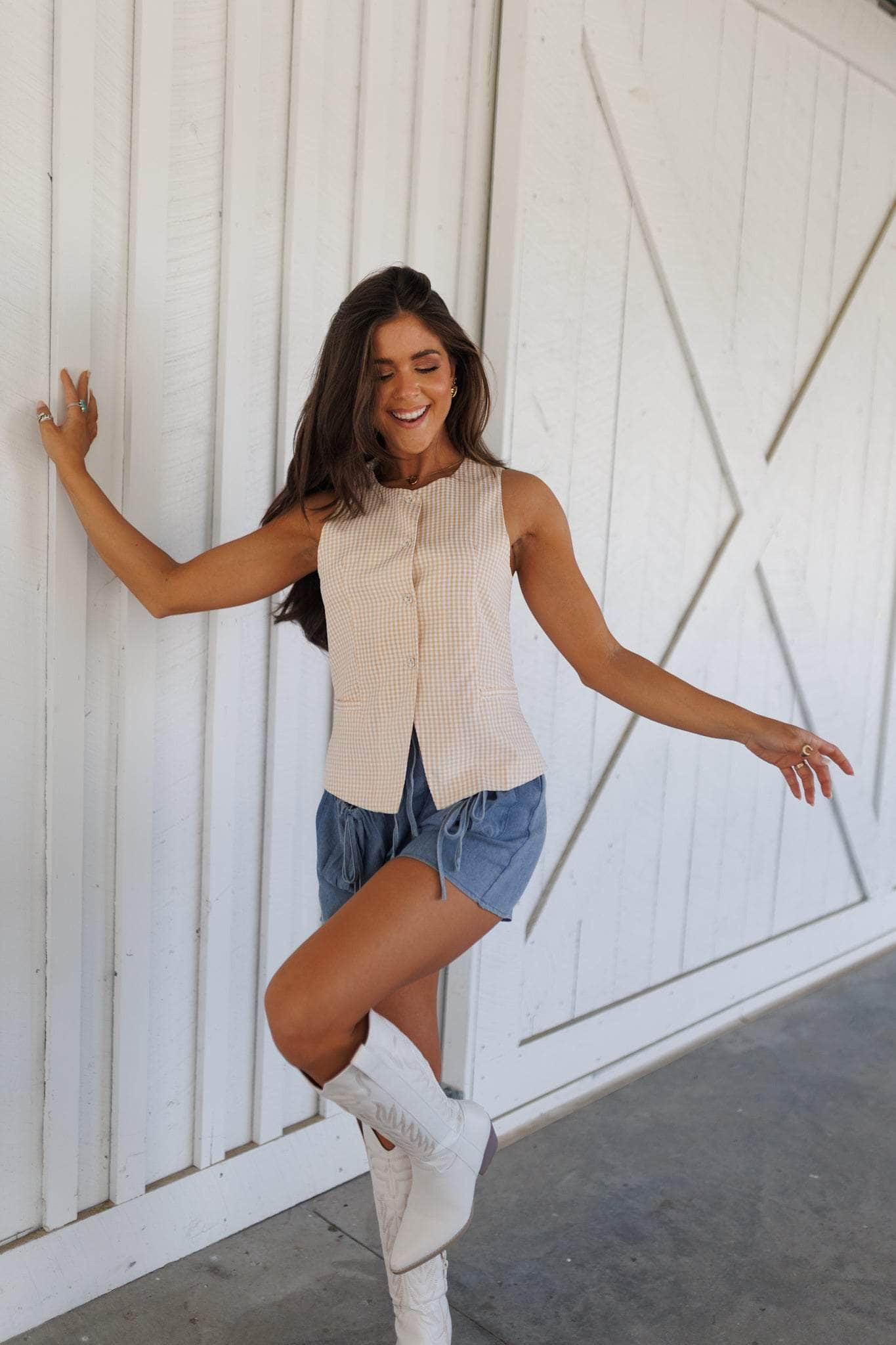 Gingham Vest Top