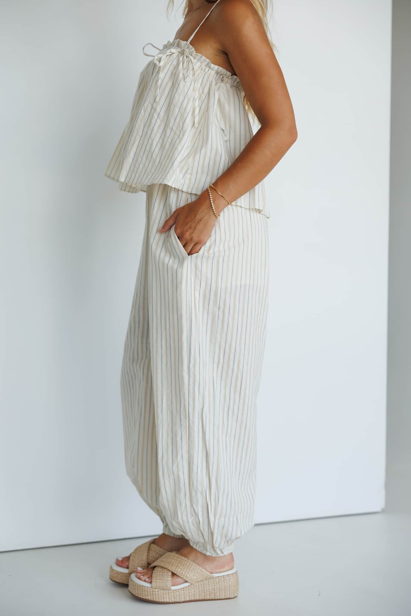 Striped Top Balloon Jumpsuit