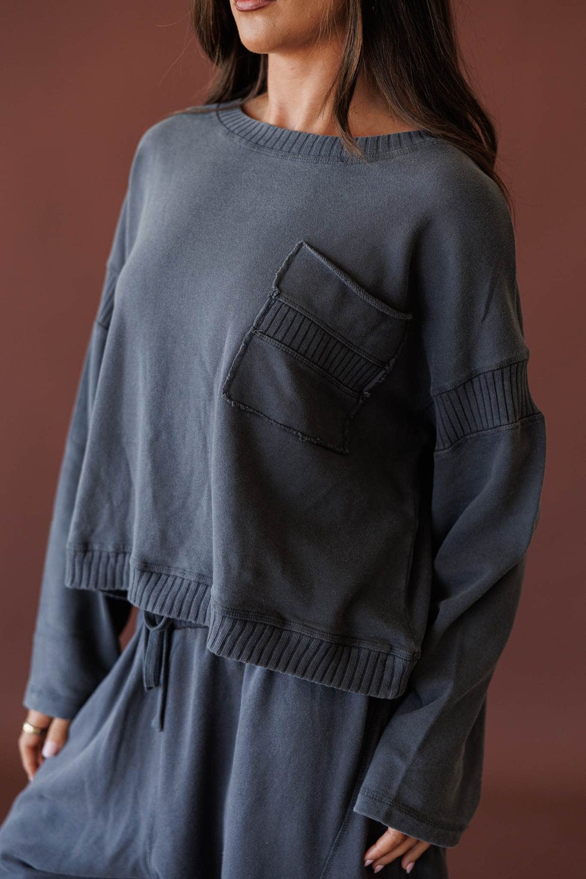 Take Five Pullover, front view of the chest pocket