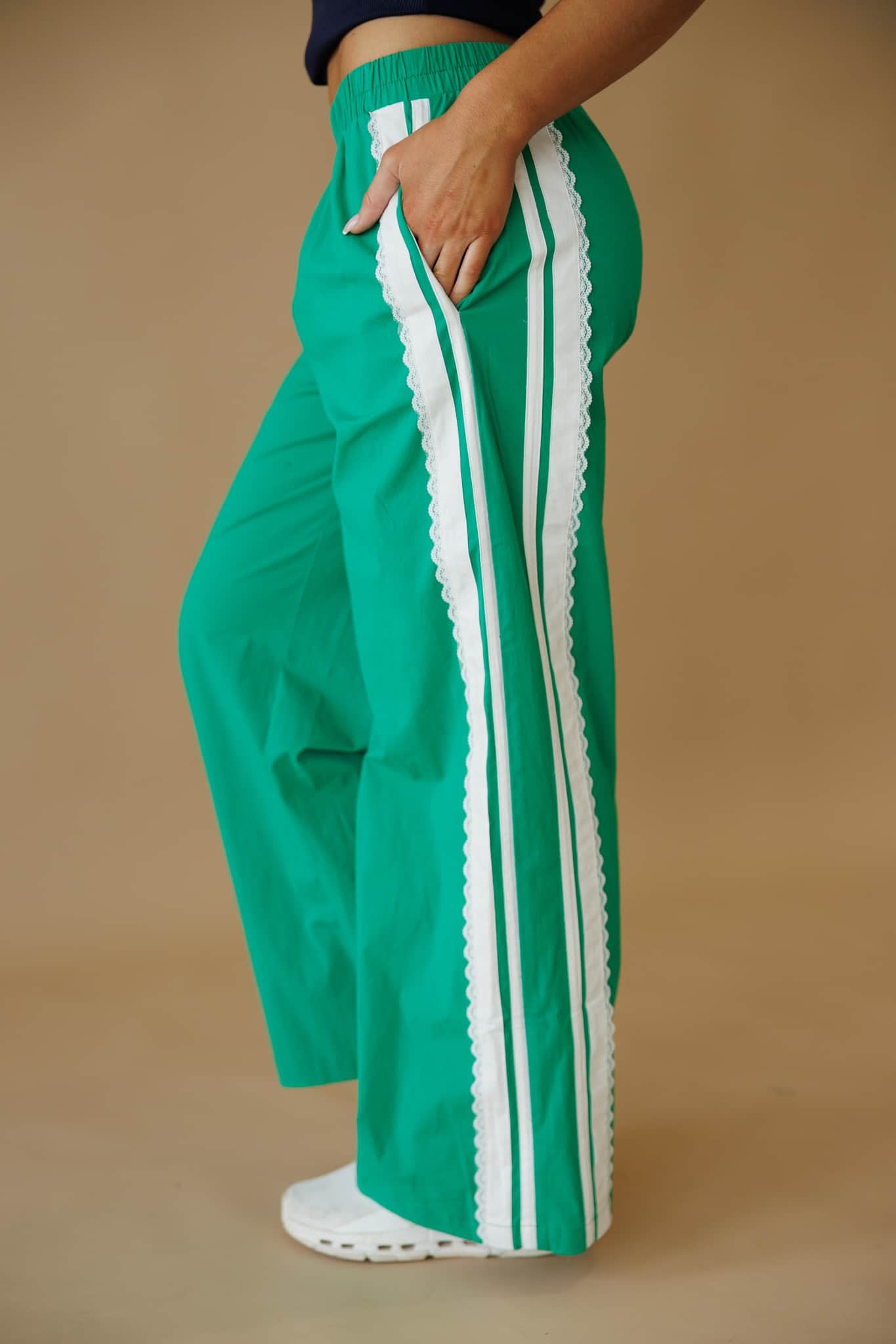Lace Side Stripe Track Pants