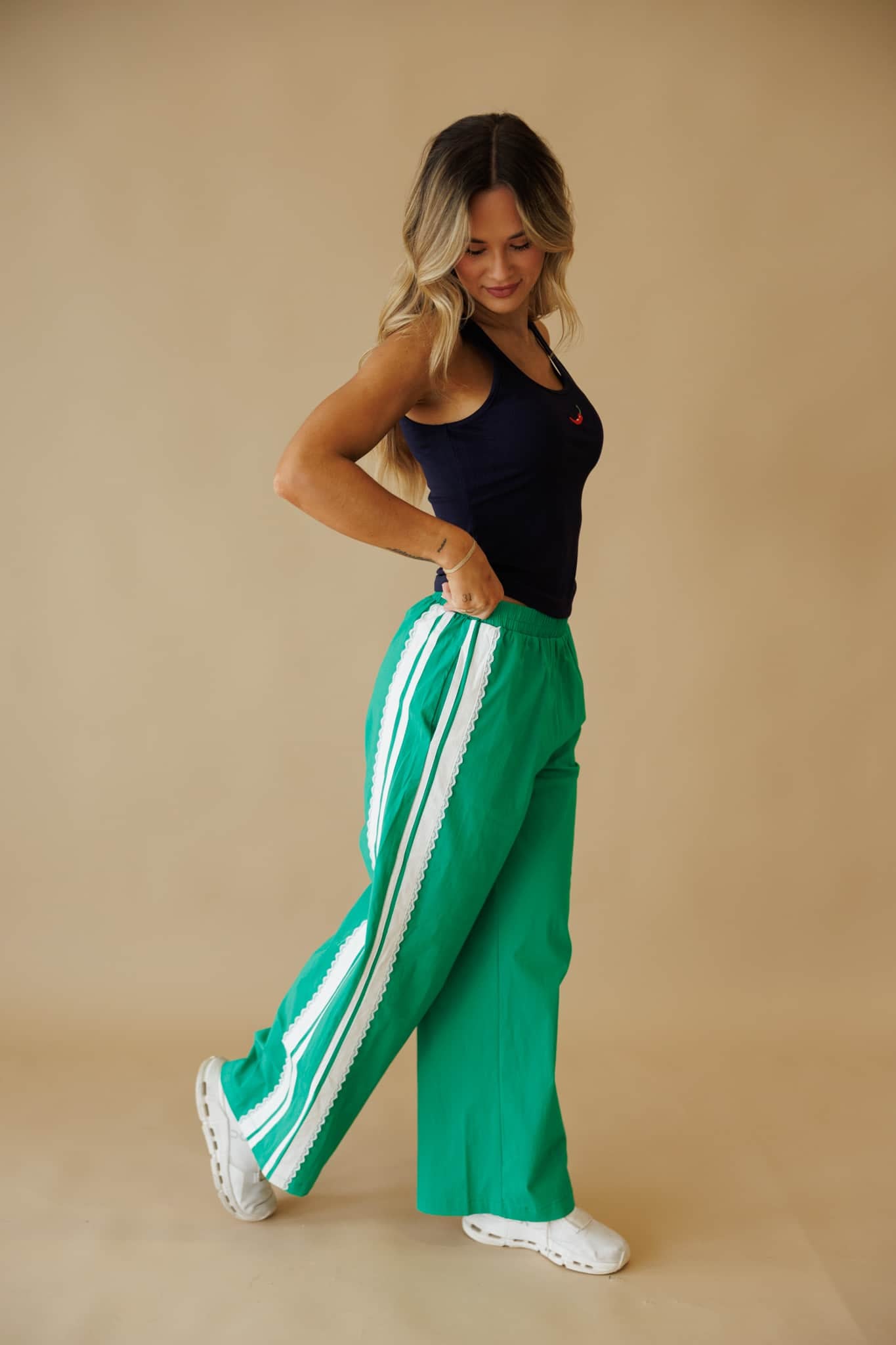Lace Side Stripe Track Pants