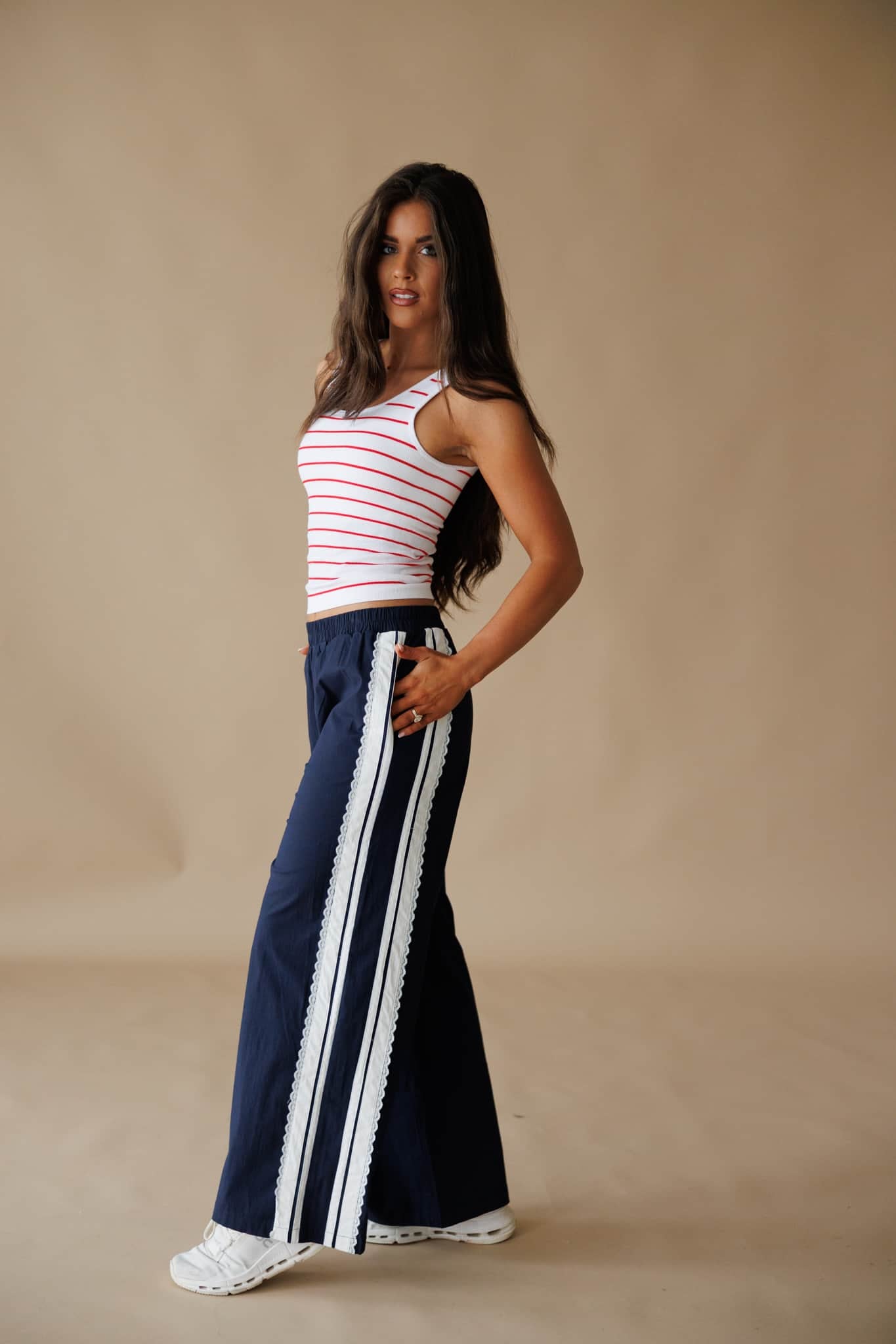 Lace Side Stripe Track Pants
