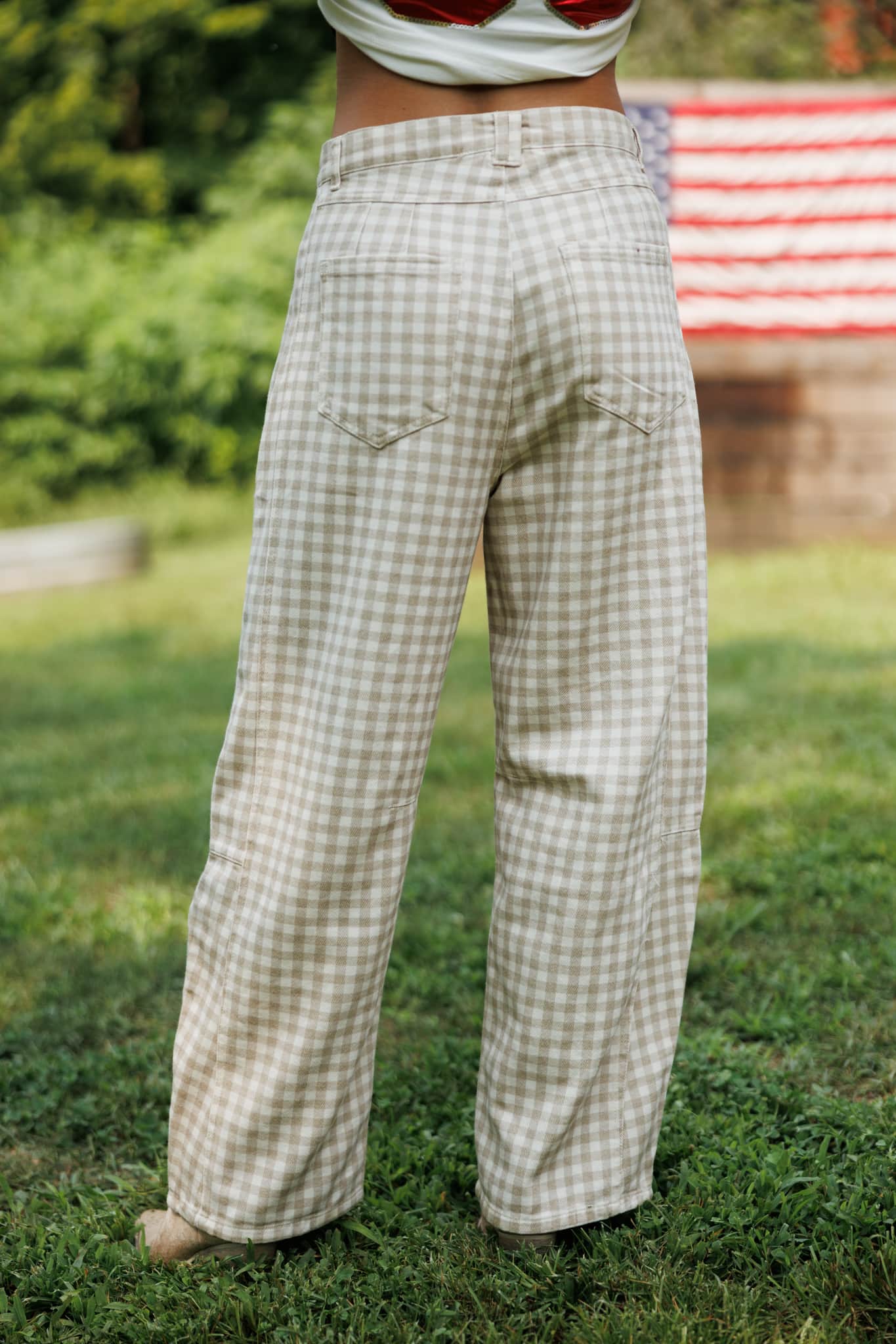 Football Gingham Barrel Pants