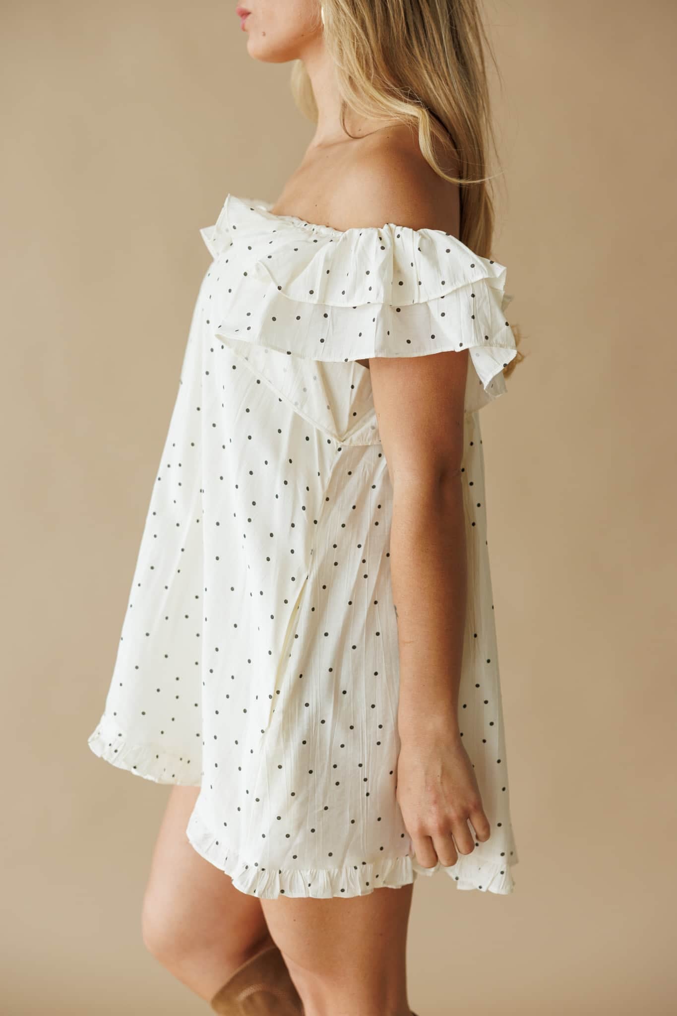 Ivory Polka Dot Babydoll Romper