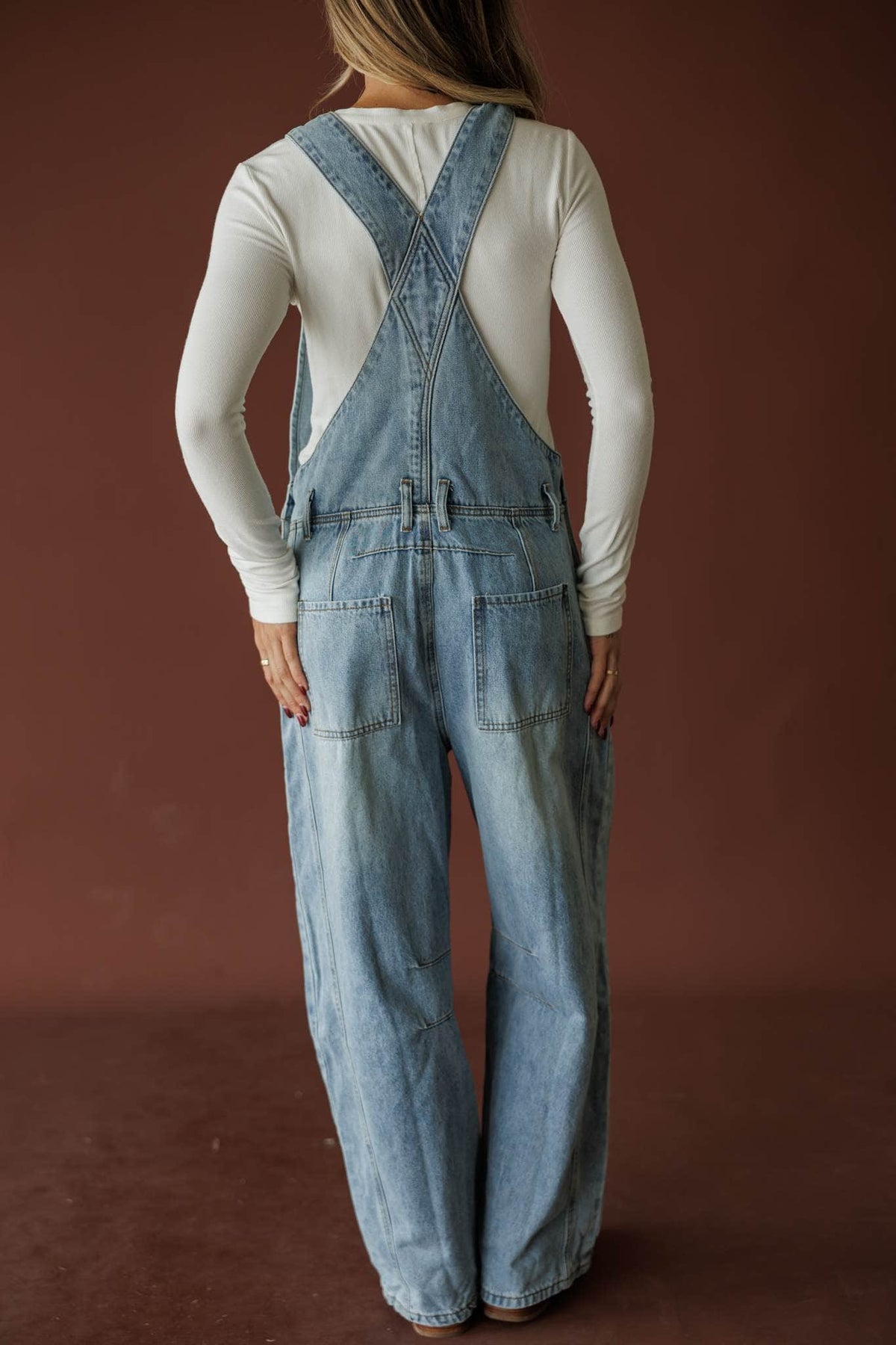 Light wash denim overalls