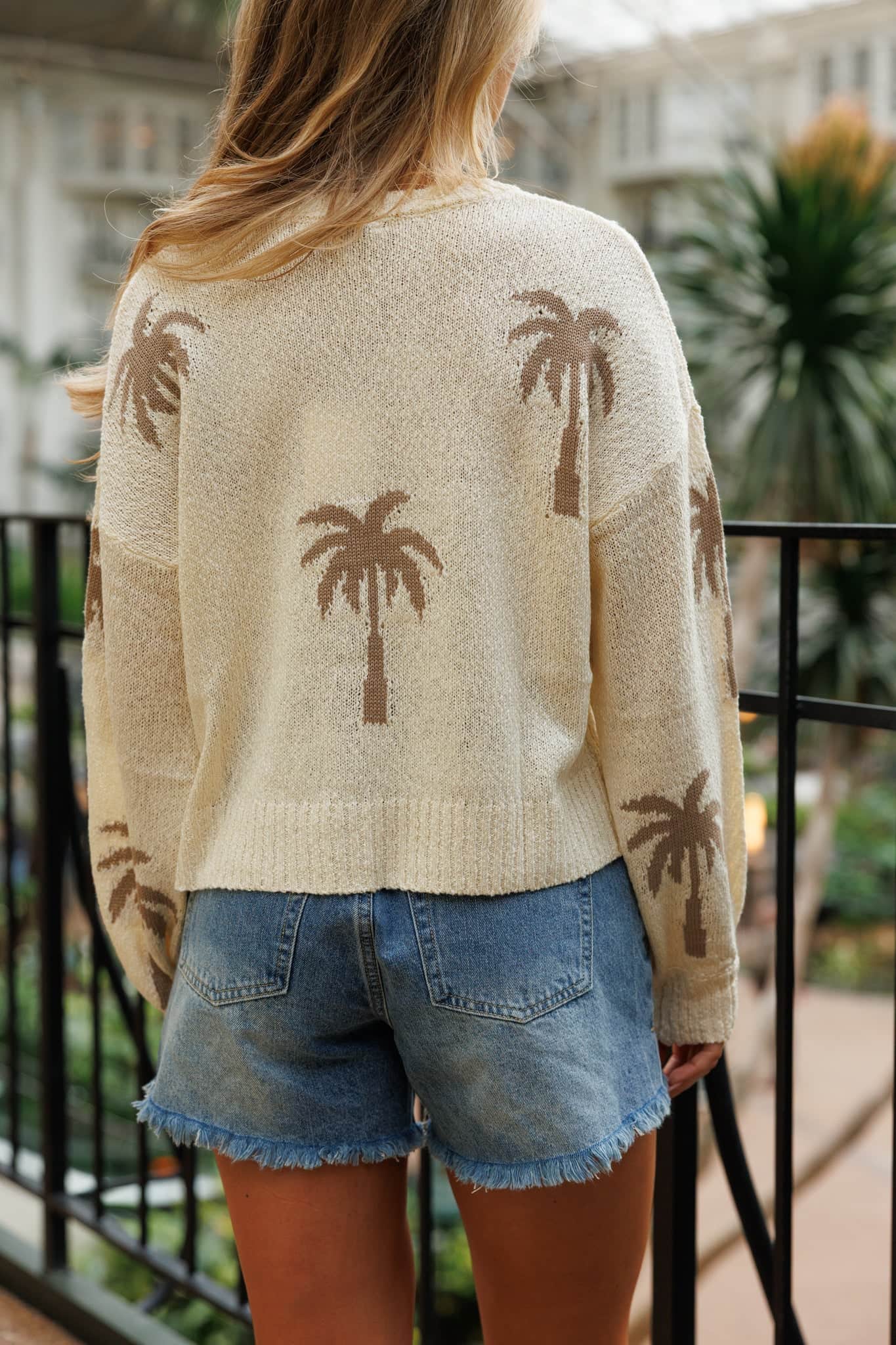 Neutral Palm Tree Sweater