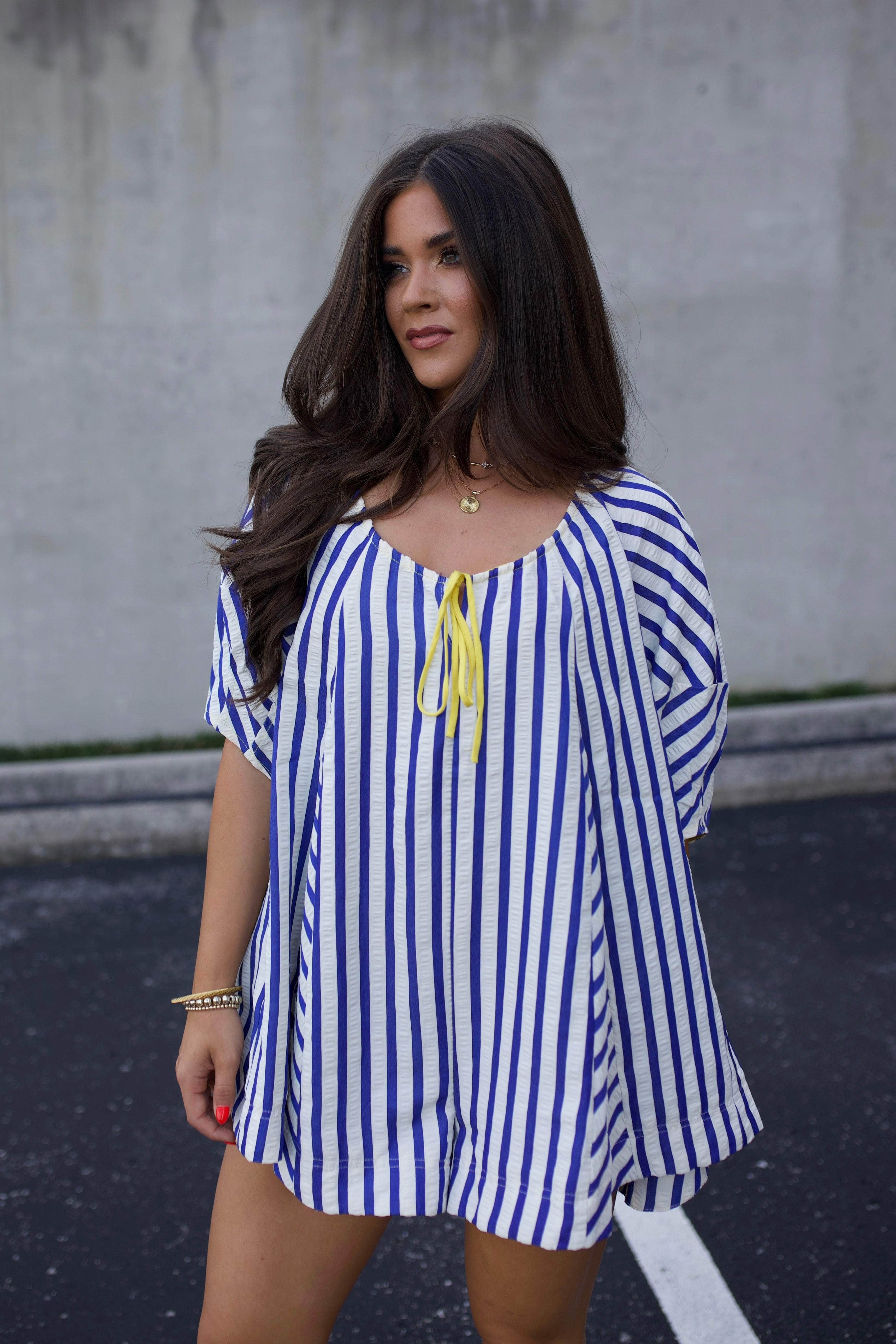 Royal Striped Romper