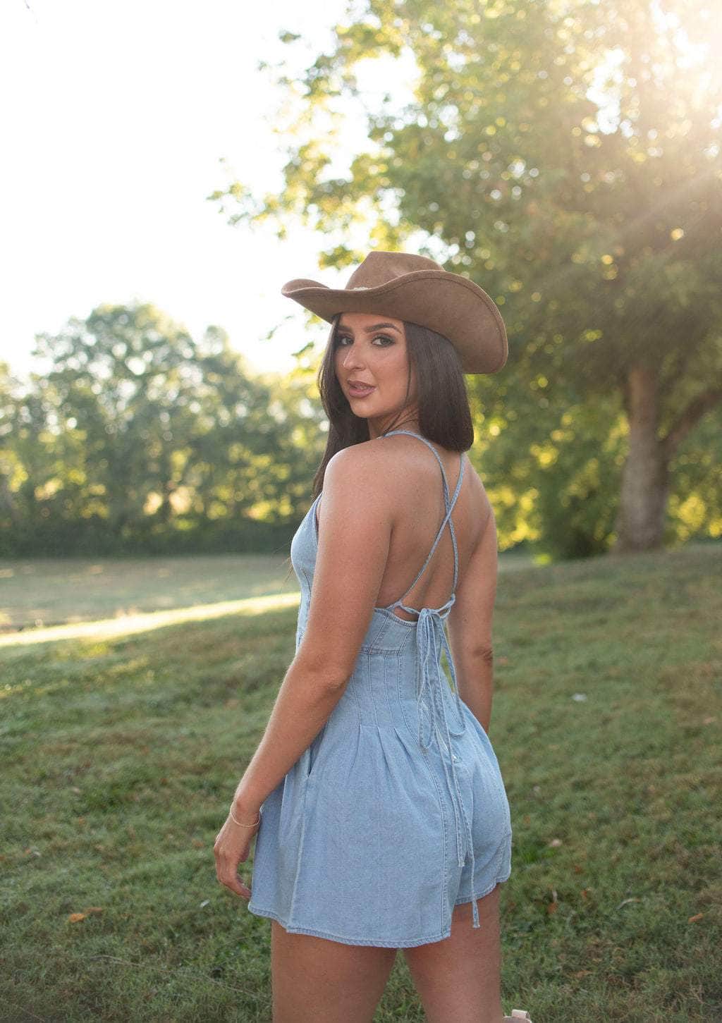 Country Song Denim Romper
