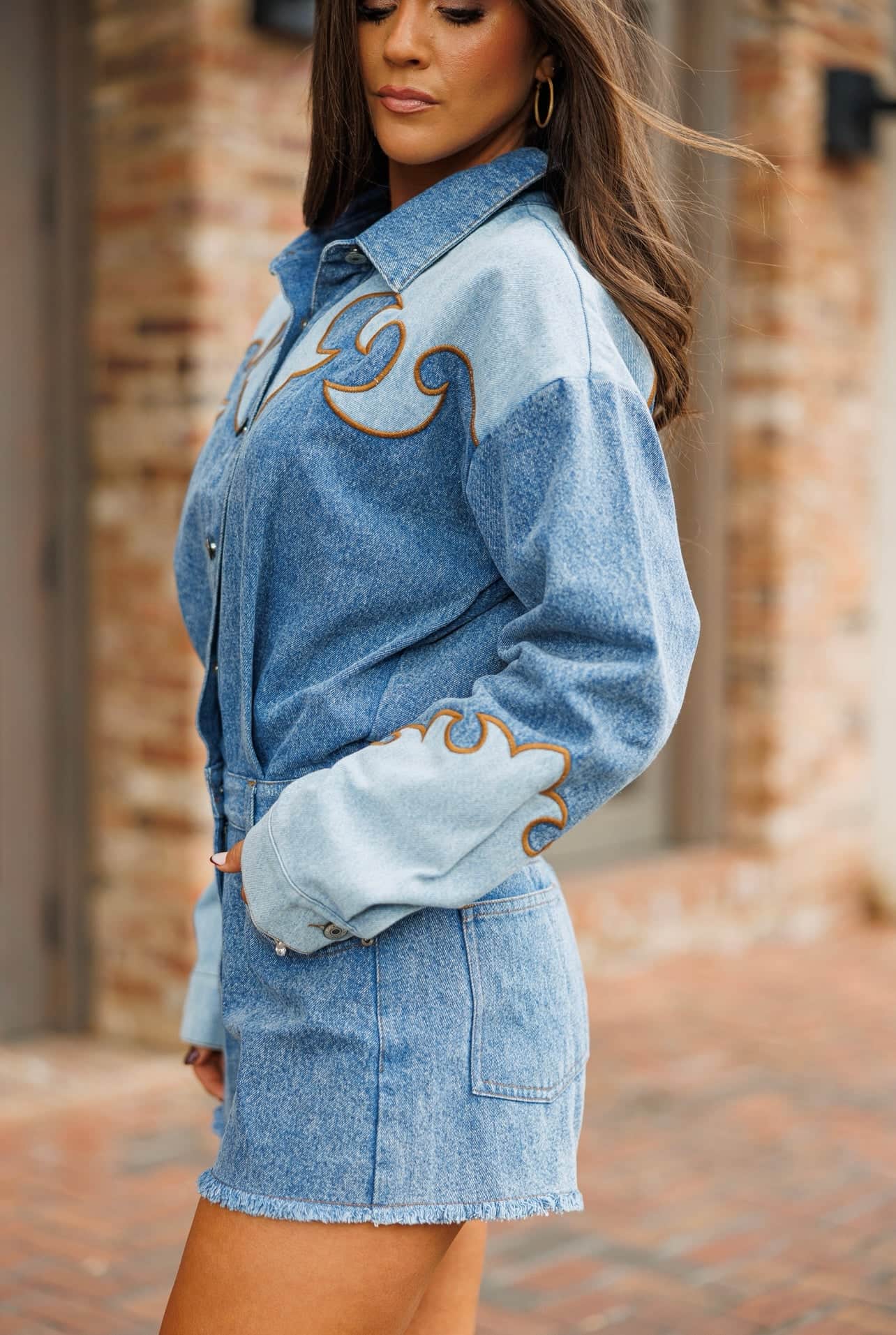 Rodeo Row Denim Romper