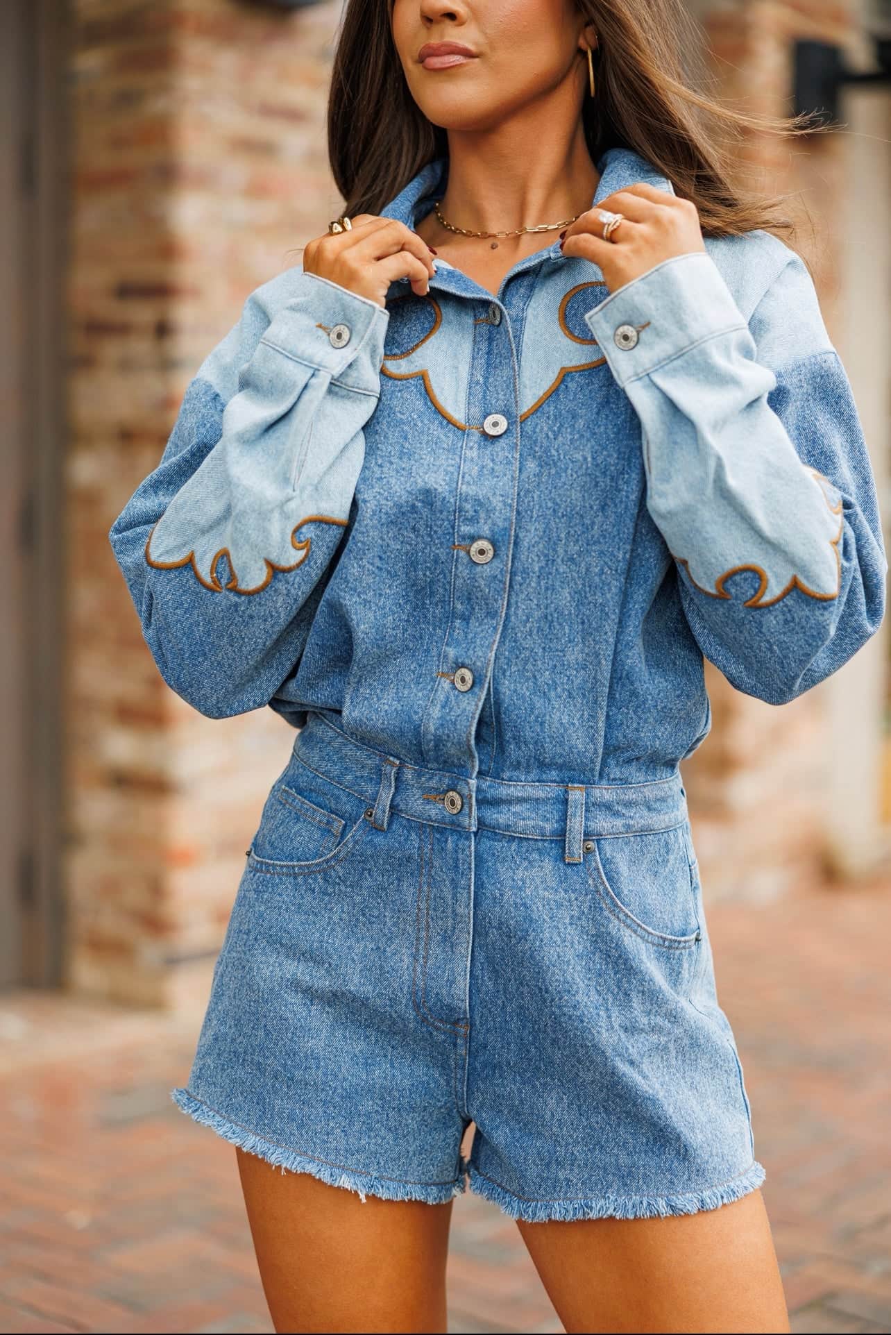 Rodeo Row Denim Romper