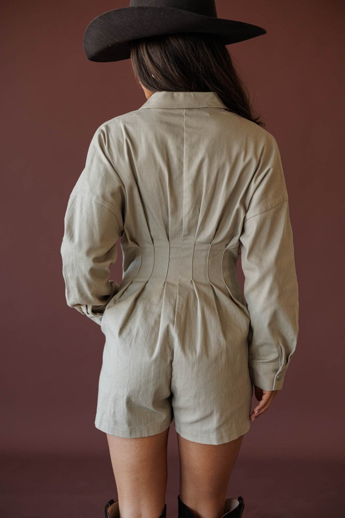 Cream corduroy shirt romper