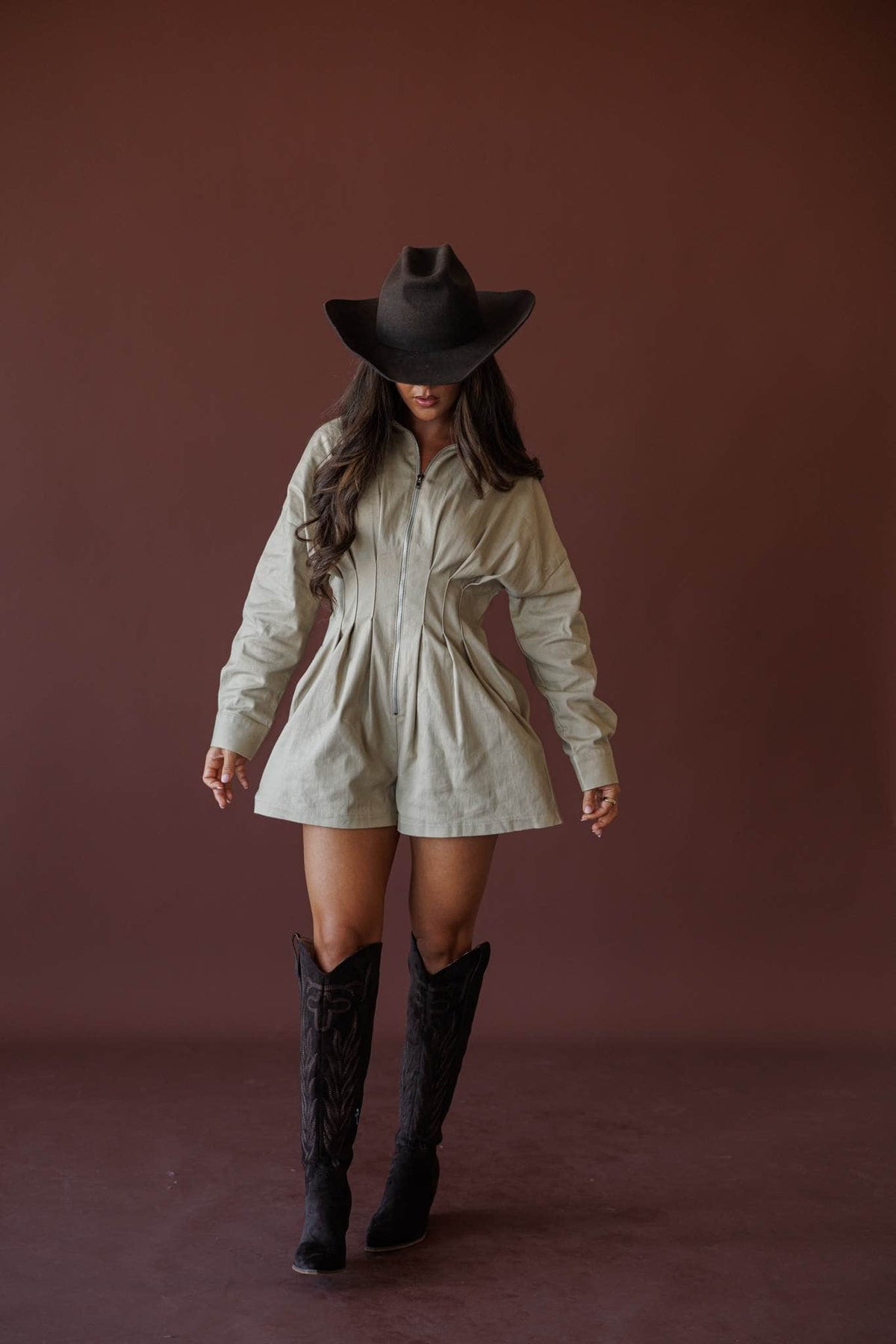 Cream corduroy shirt romper