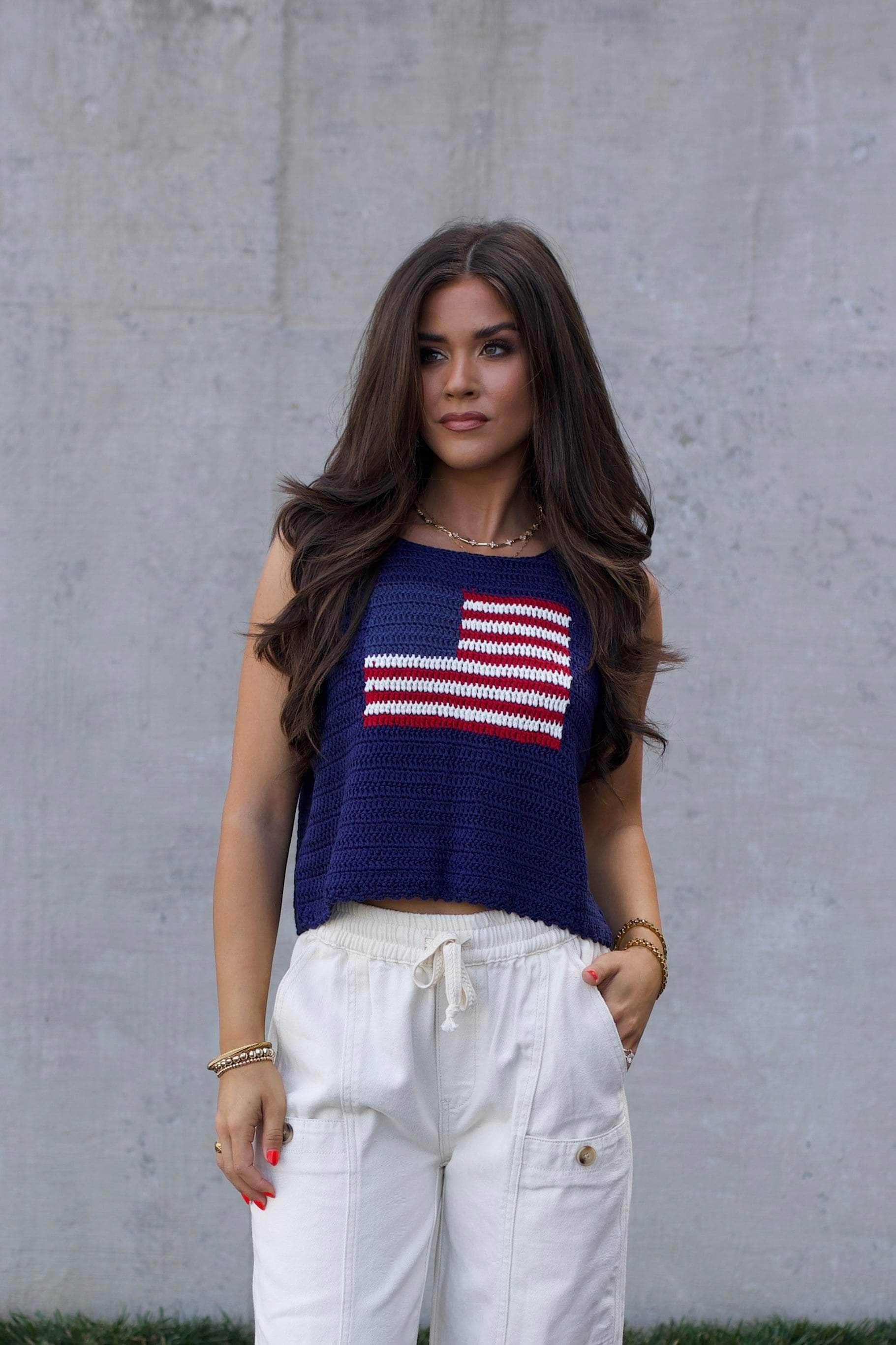USA Knitted Sweater Tank