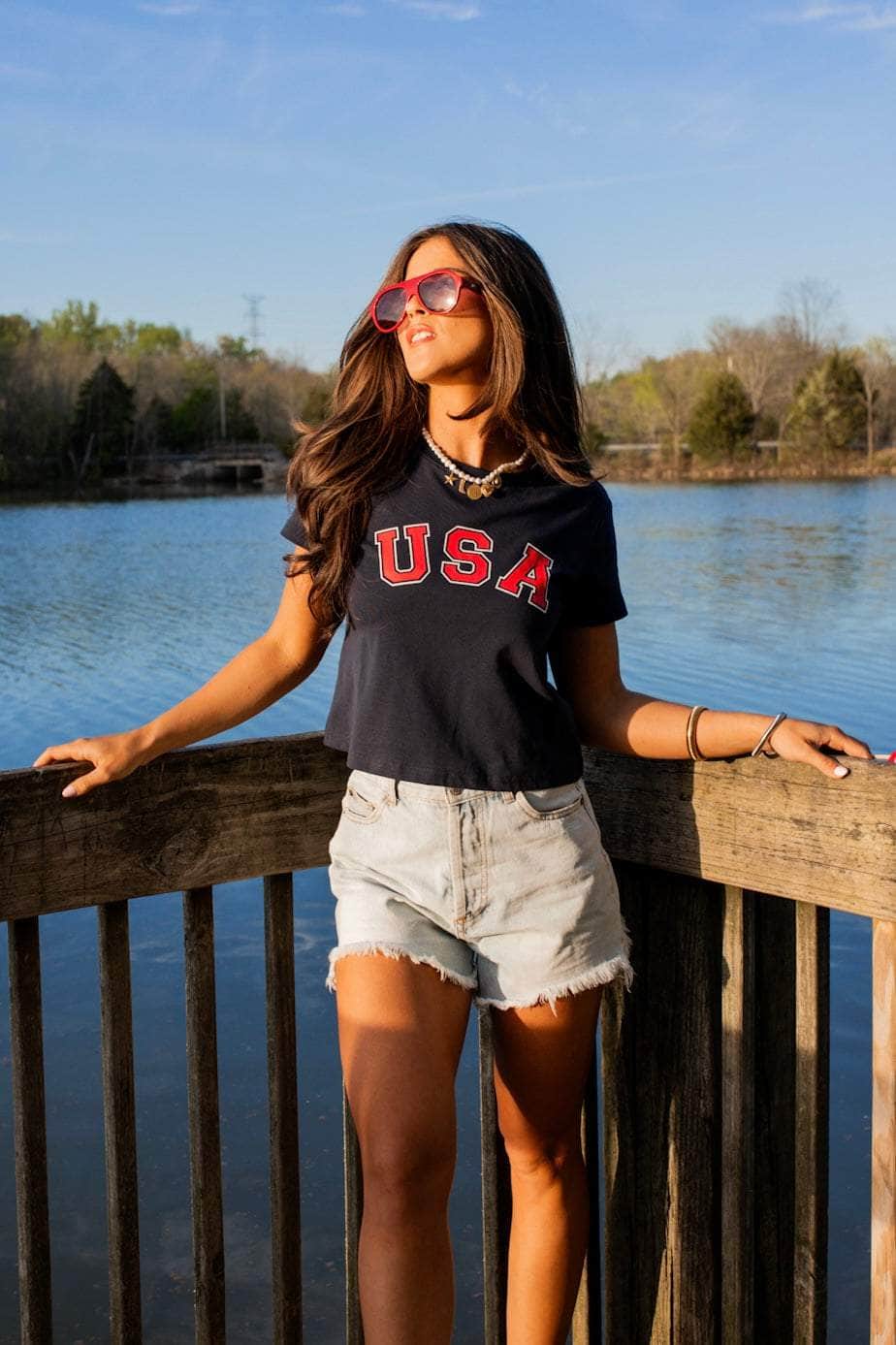 Navy USA Baby Tee