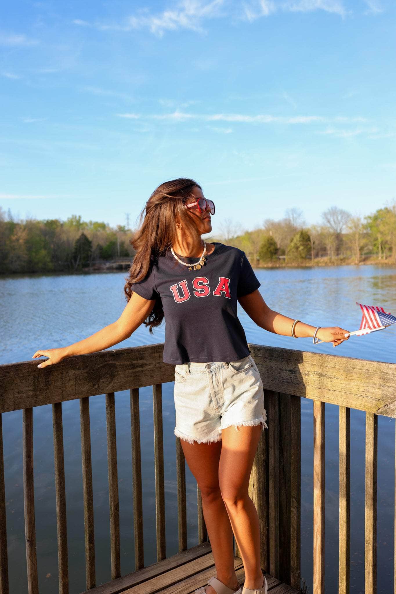 Navy USA Baby Tee