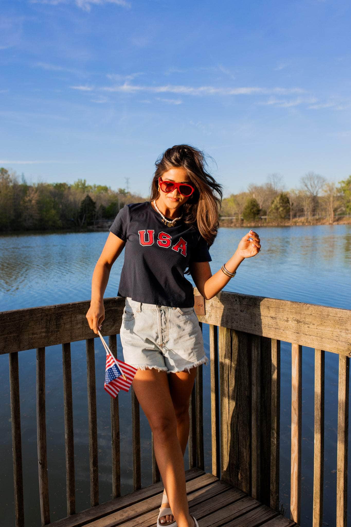 Navy USA Baby Tee
