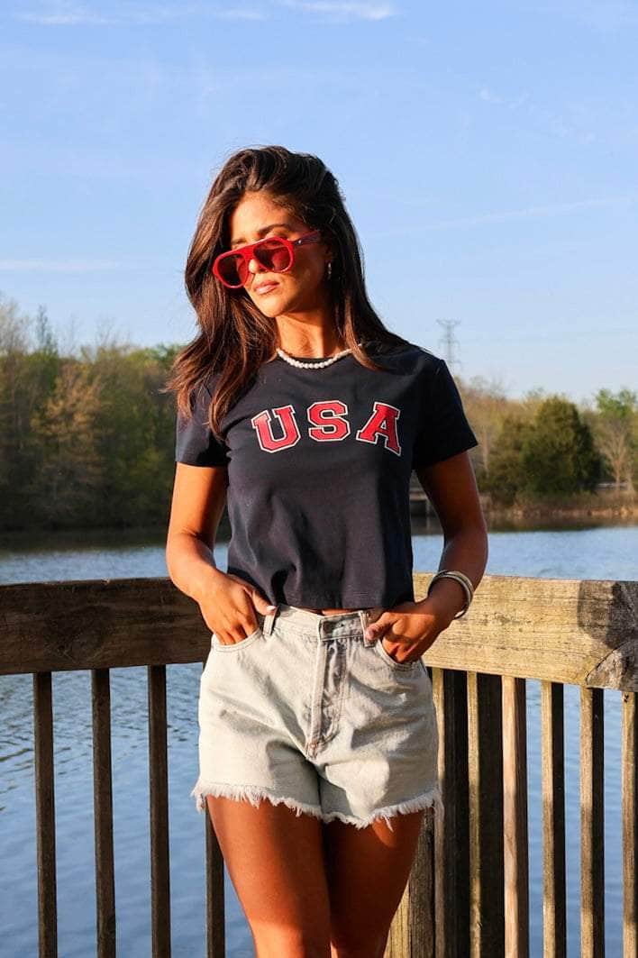 Navy USA Baby Tee