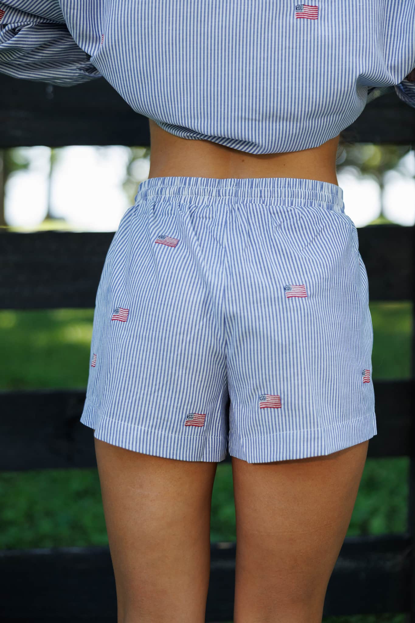Flag Embroidered Shorts