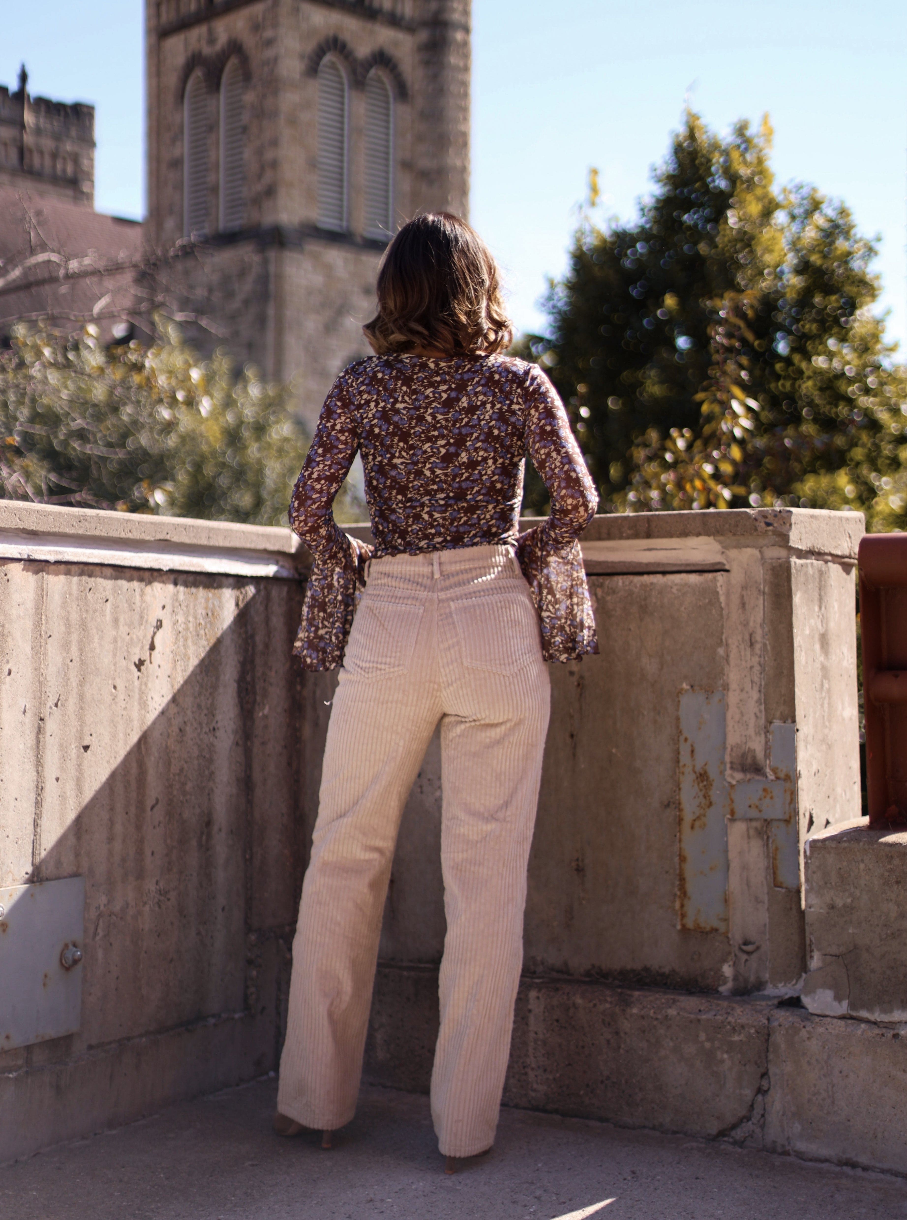 Khaki Corduroy Straight Leg Pants by together