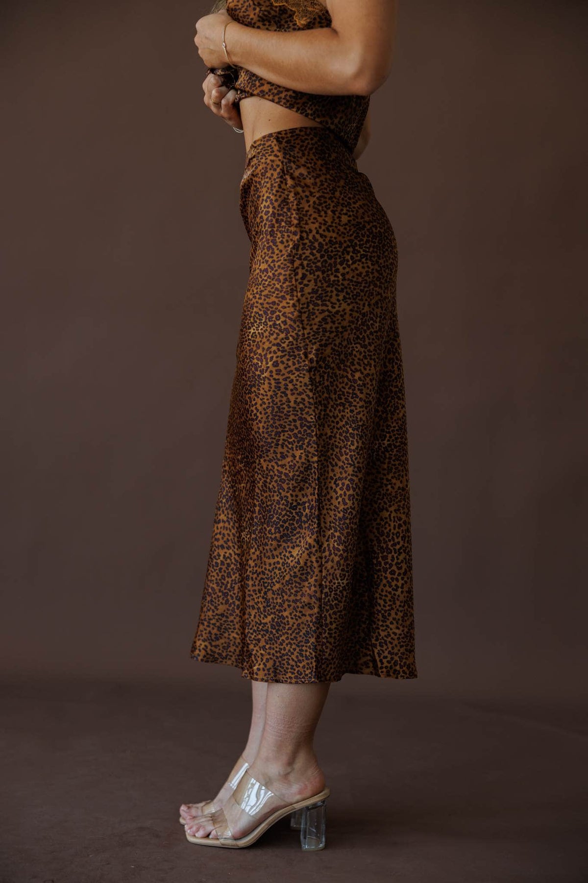 Cheetah print midi skirt