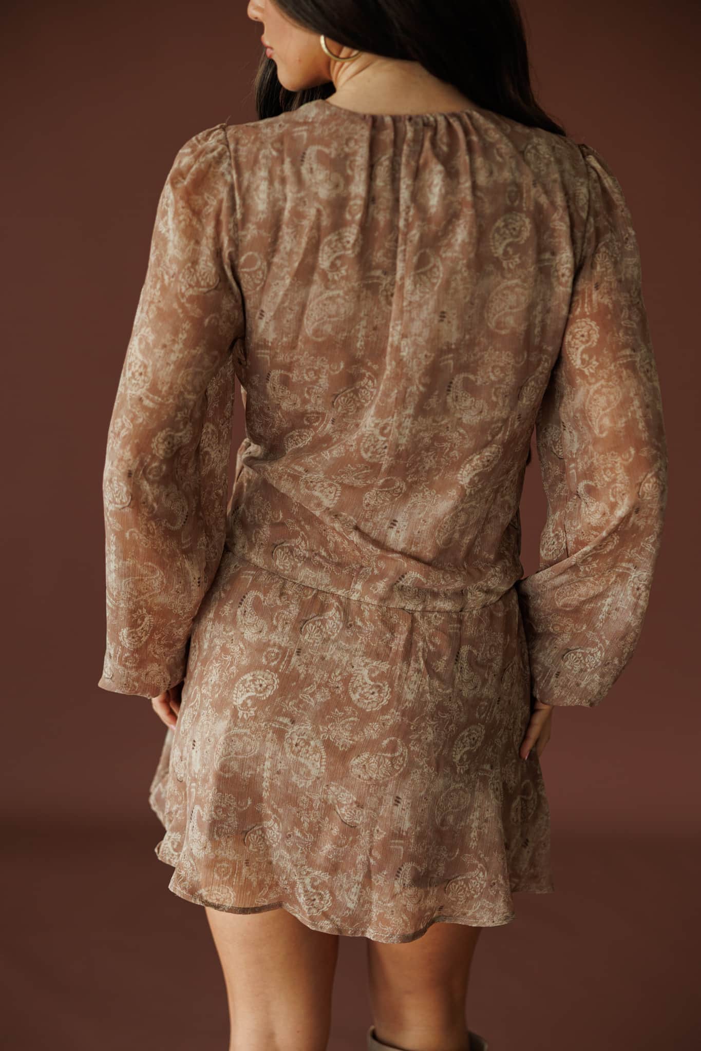 Taupe Paisley Wrap Dress