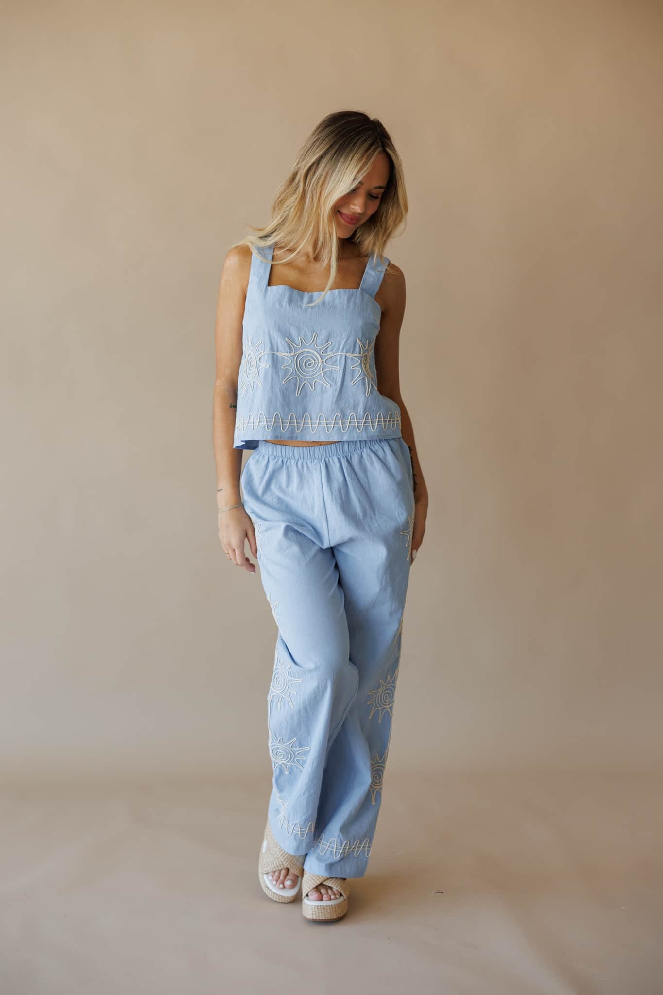 Seaside Sketch Embroidered Top