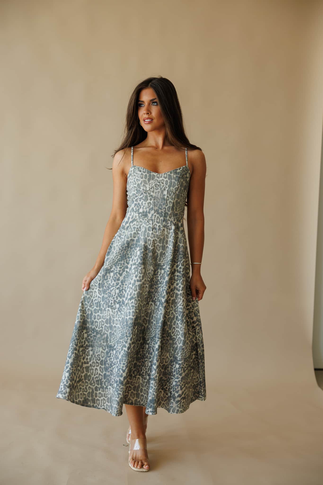 Leopard Corset Midi Dress