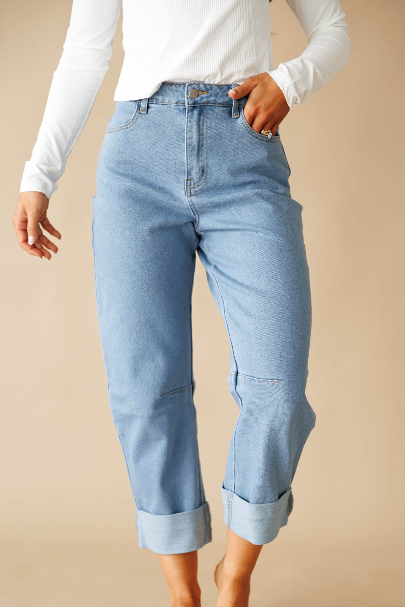 Light Denim Barrel Denim Pants