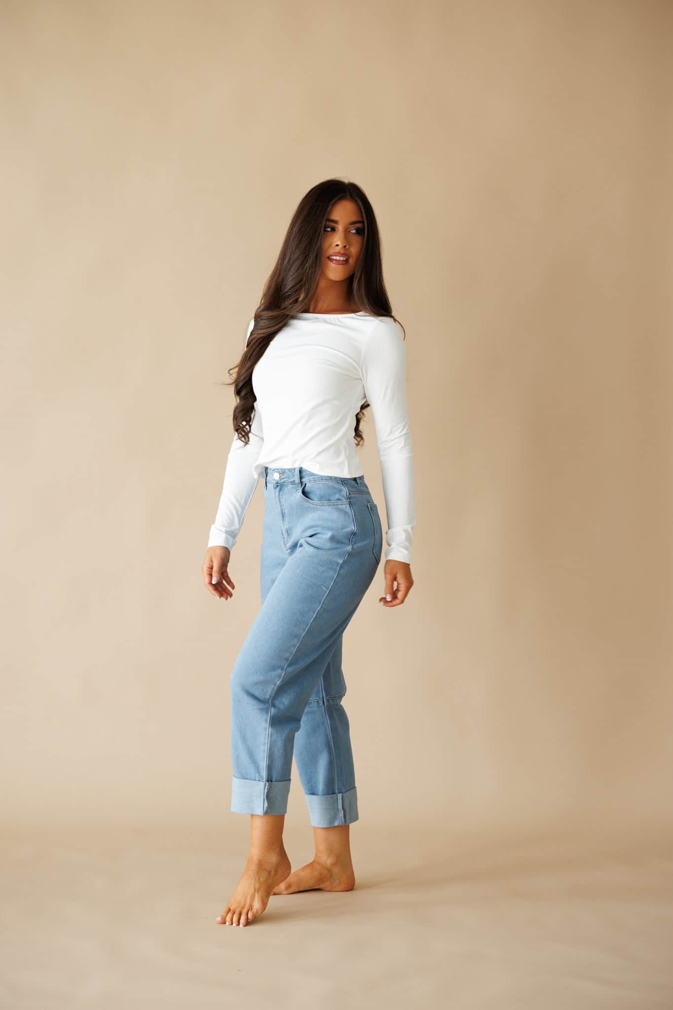 Light Denim Barrel Denim Pants