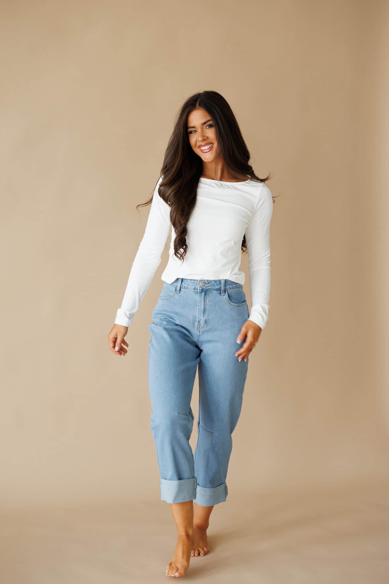 Light Denim Barrel Denim Pants