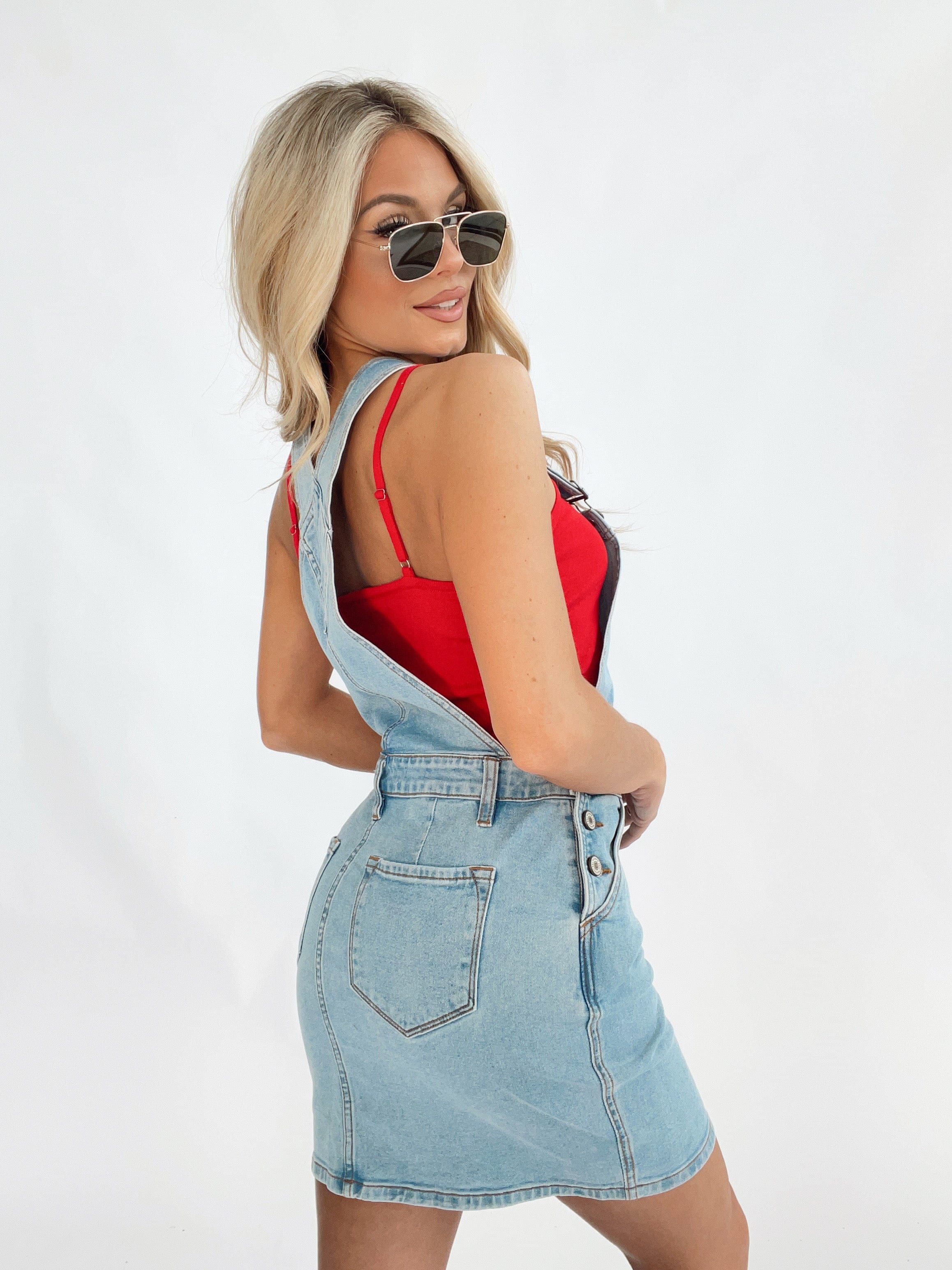 Light Denim Overall Dress KanCan