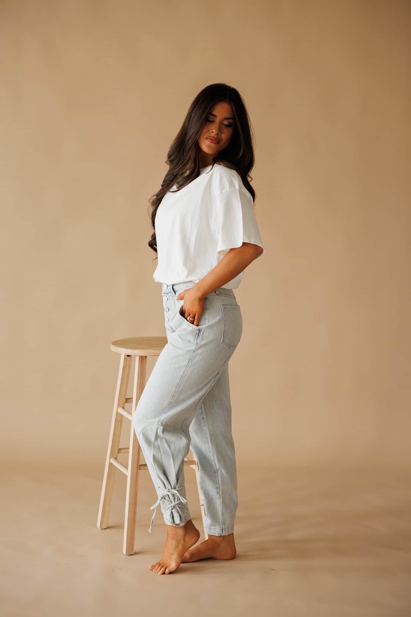 Light Wash Lace Up Denim