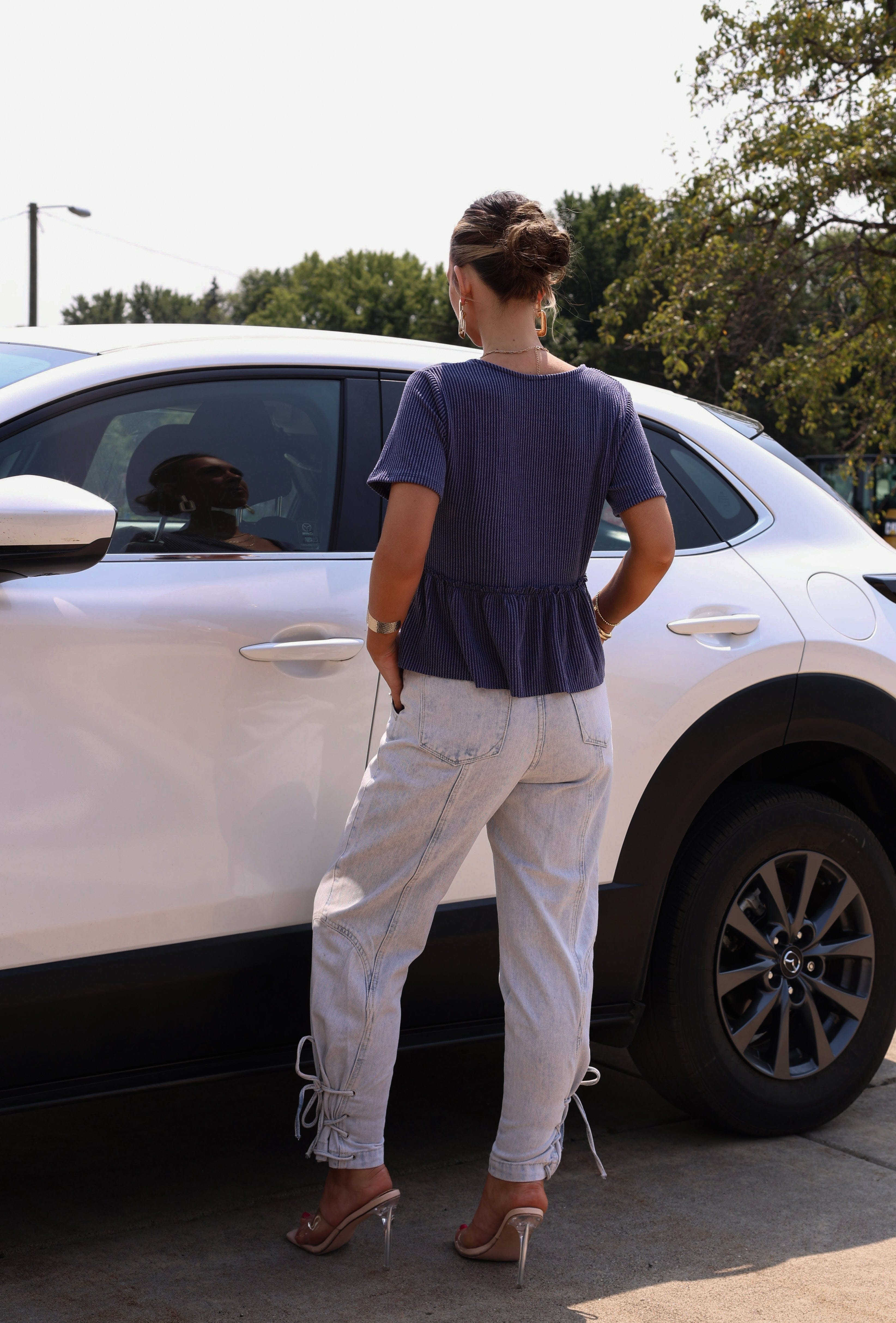 Light Wash Lace Up Denim DL