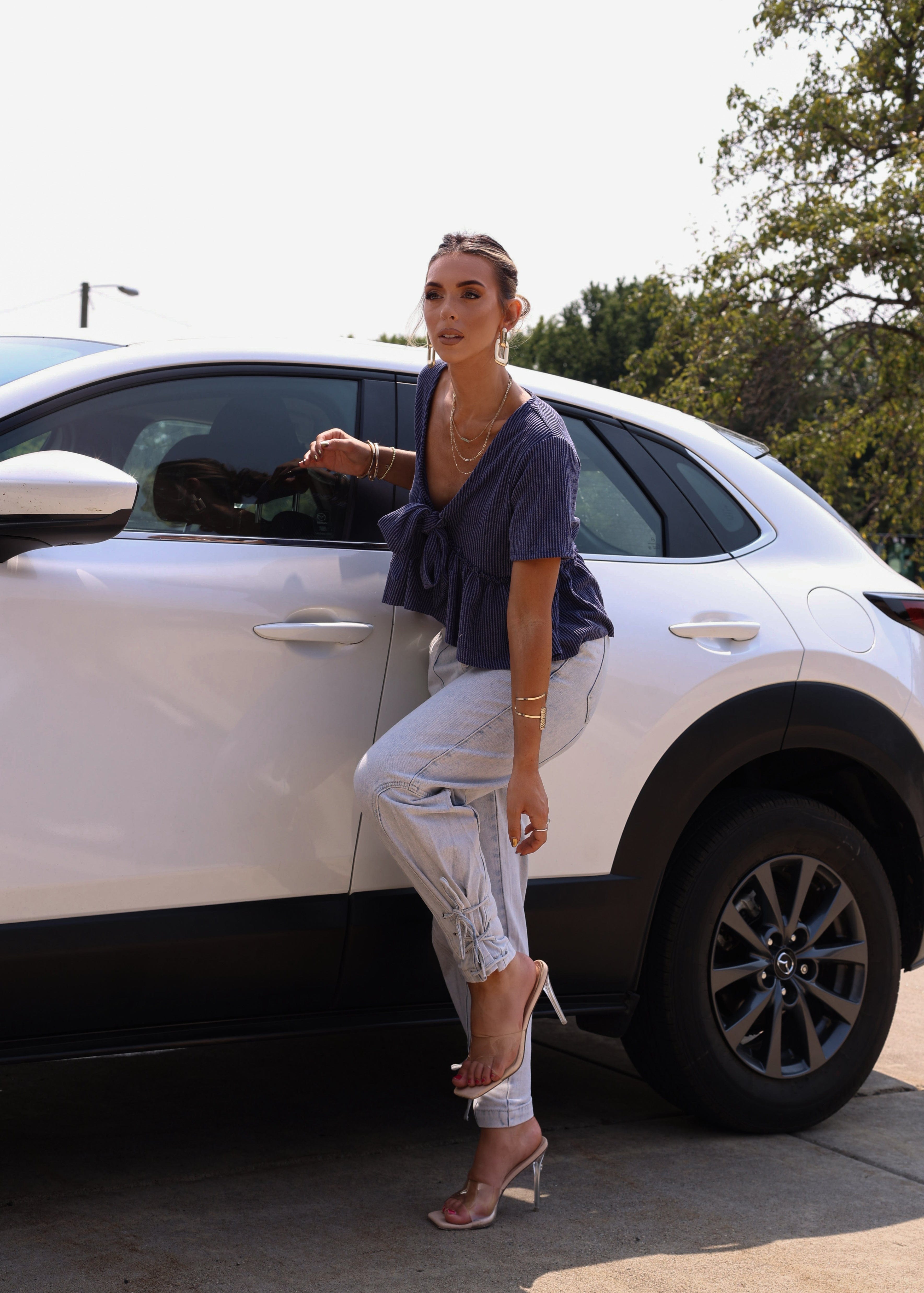 Light Wash Lace Up Denim DL