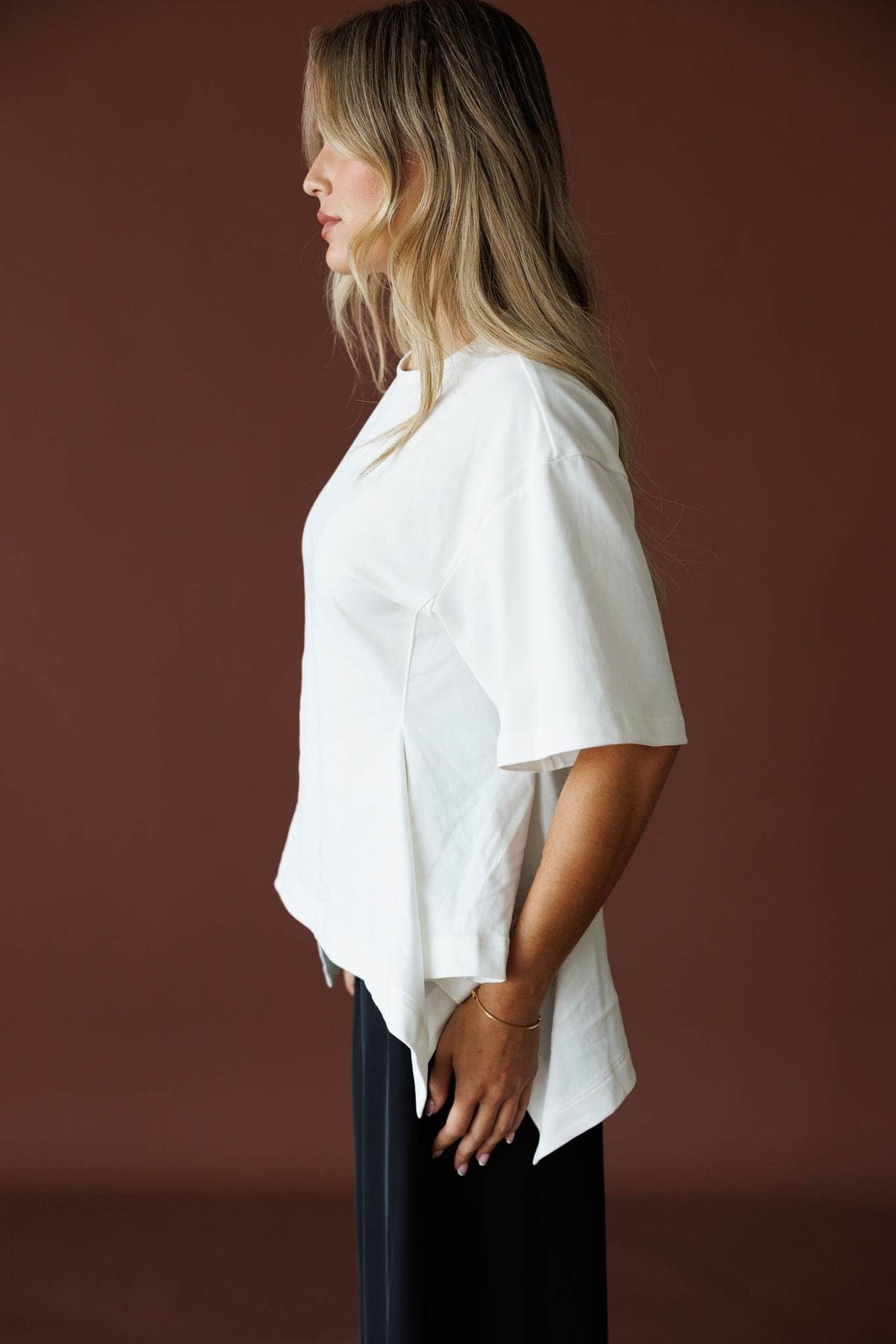Off White Cotton Peplum Top