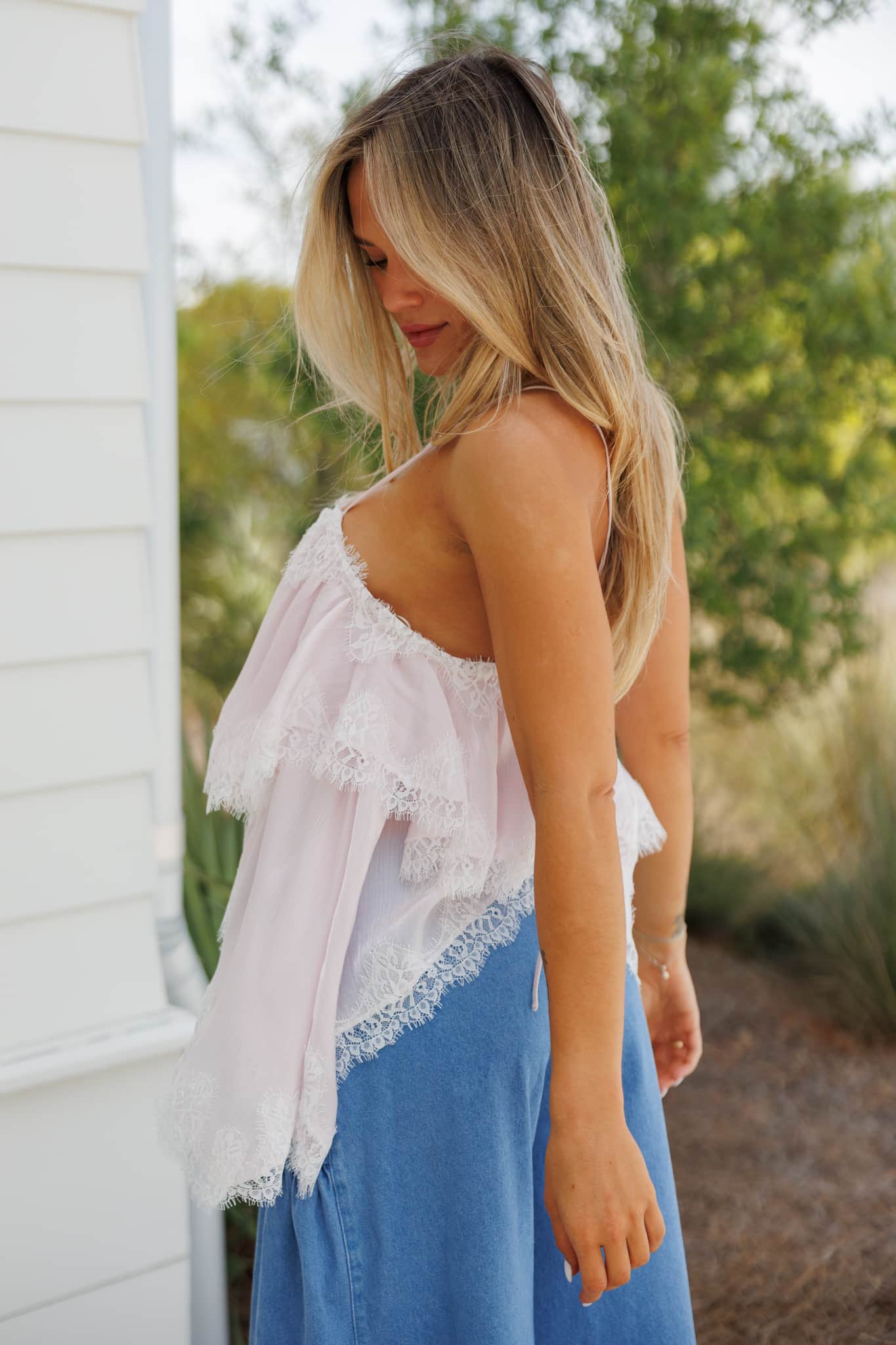 Powder Pink Lace Top