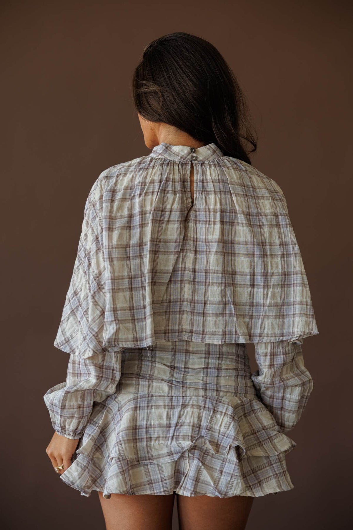Plaid button up top