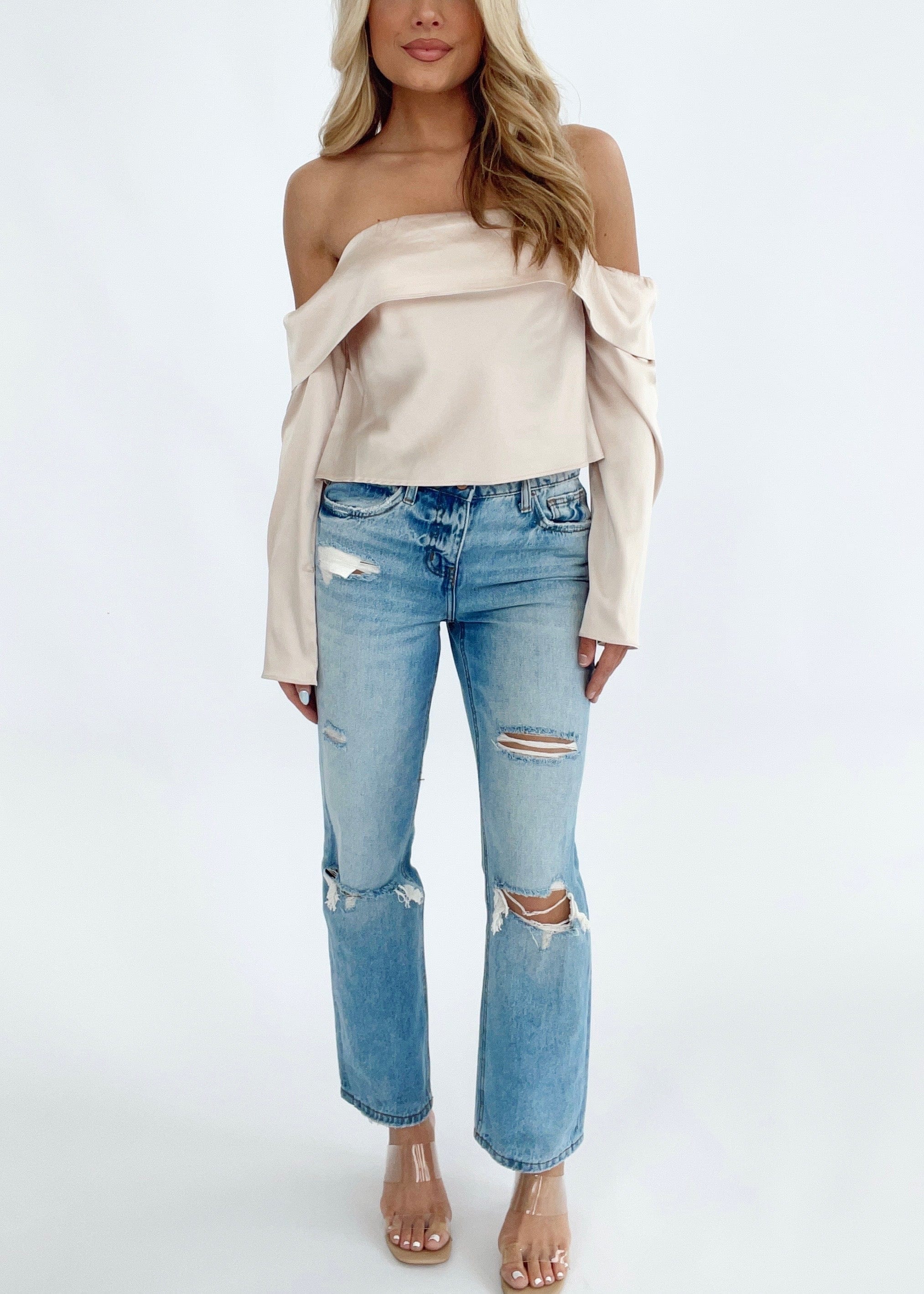 LV1173 high rise straight denim Vervet