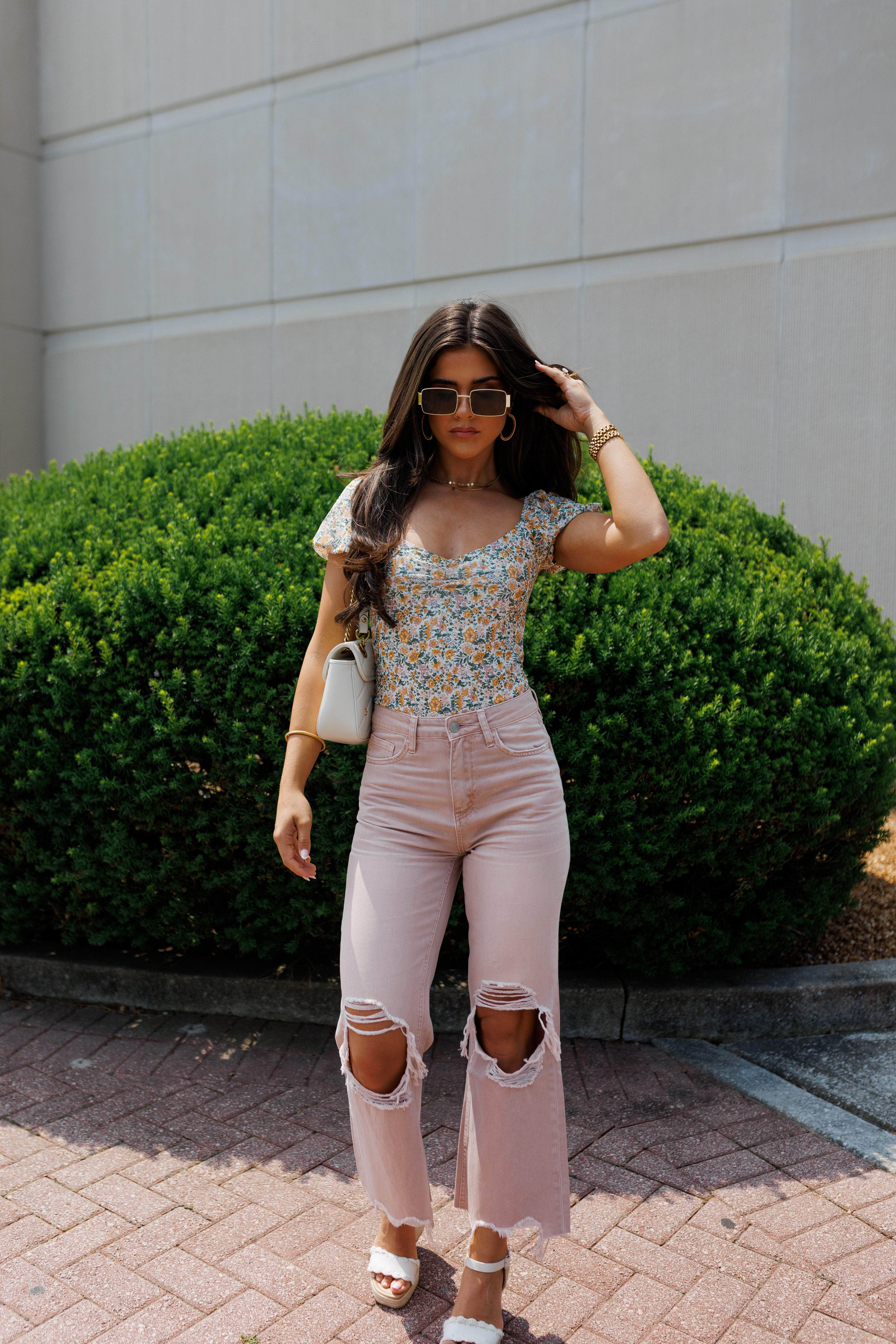 Mauve Crop Flare Denim