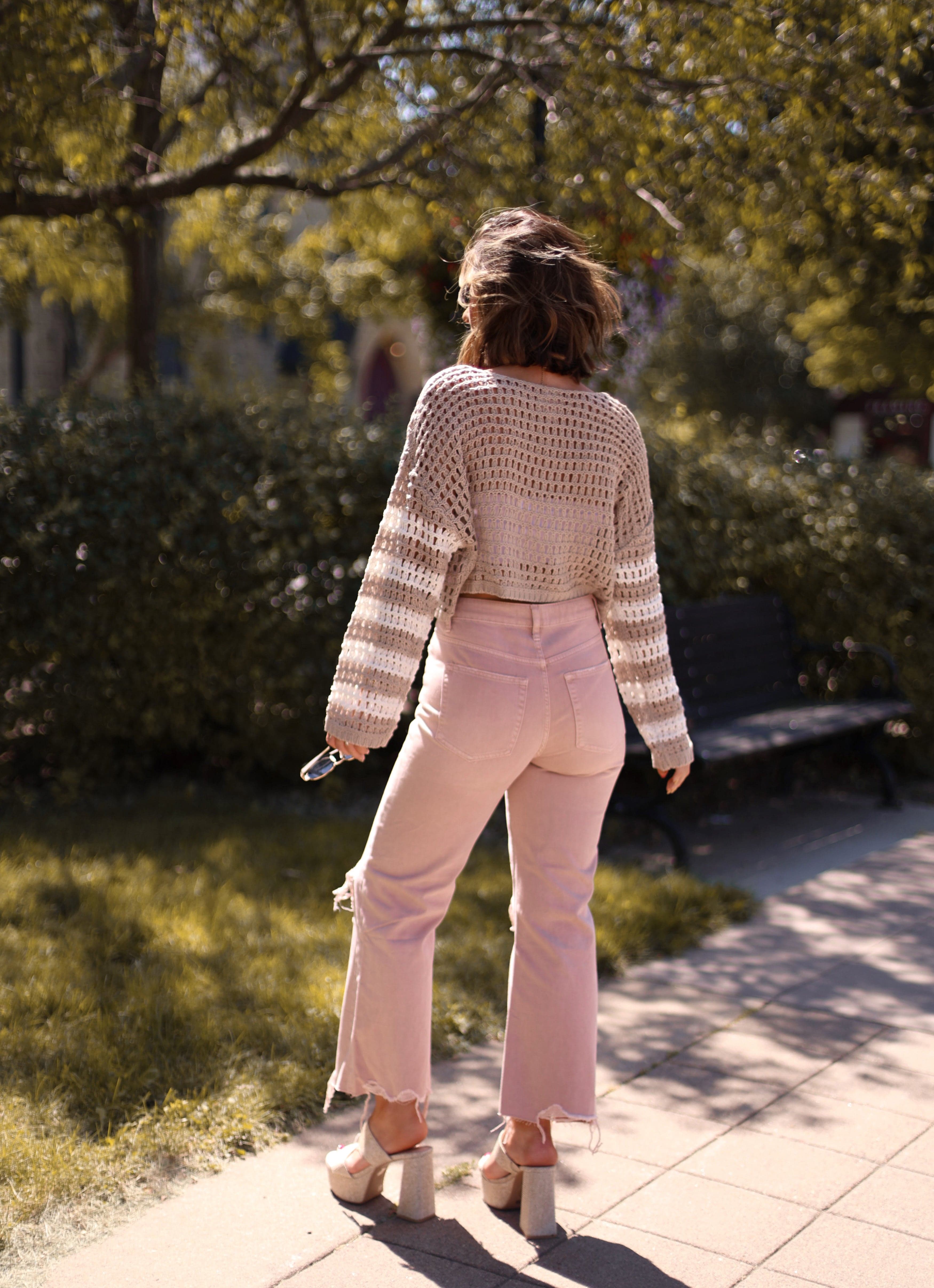 Mauve Crop Flare Denim Vervet