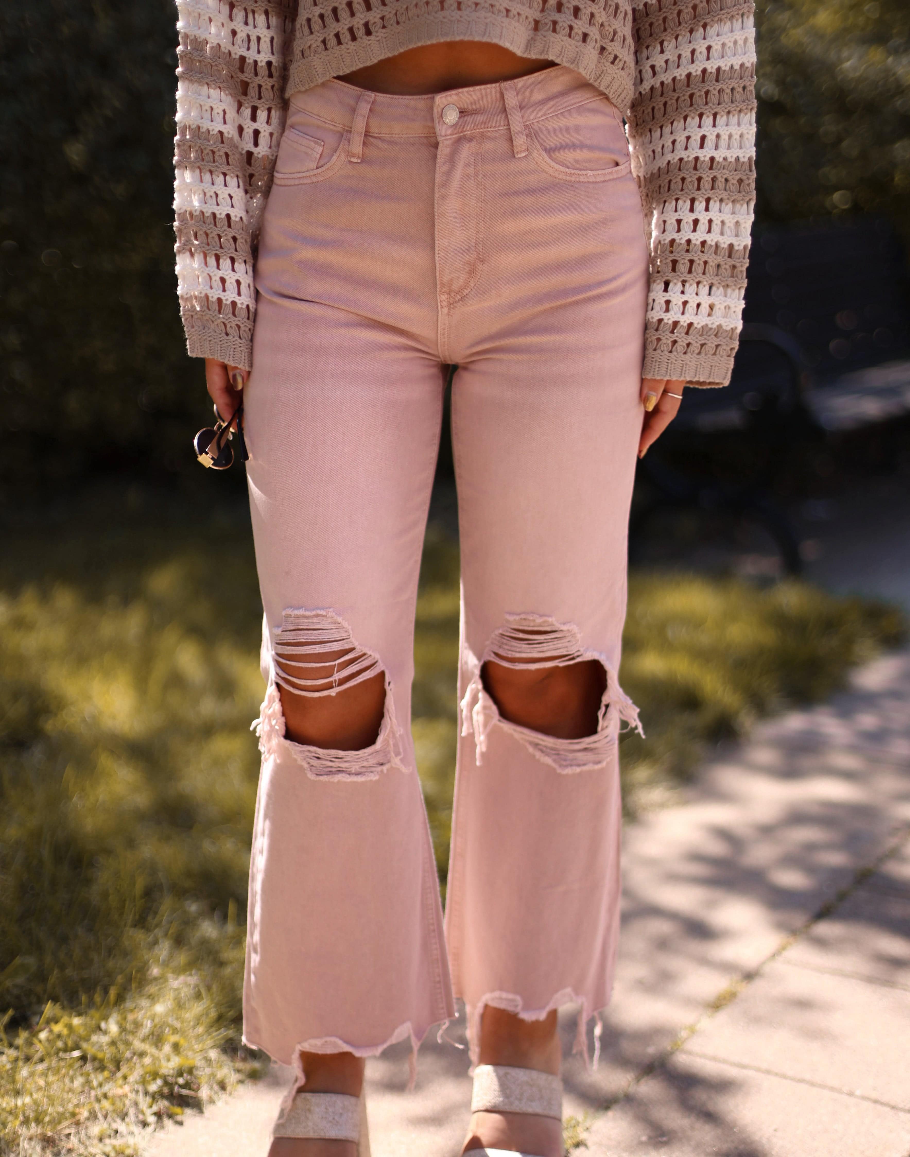 Mauve Crop Flare Denim Vervet