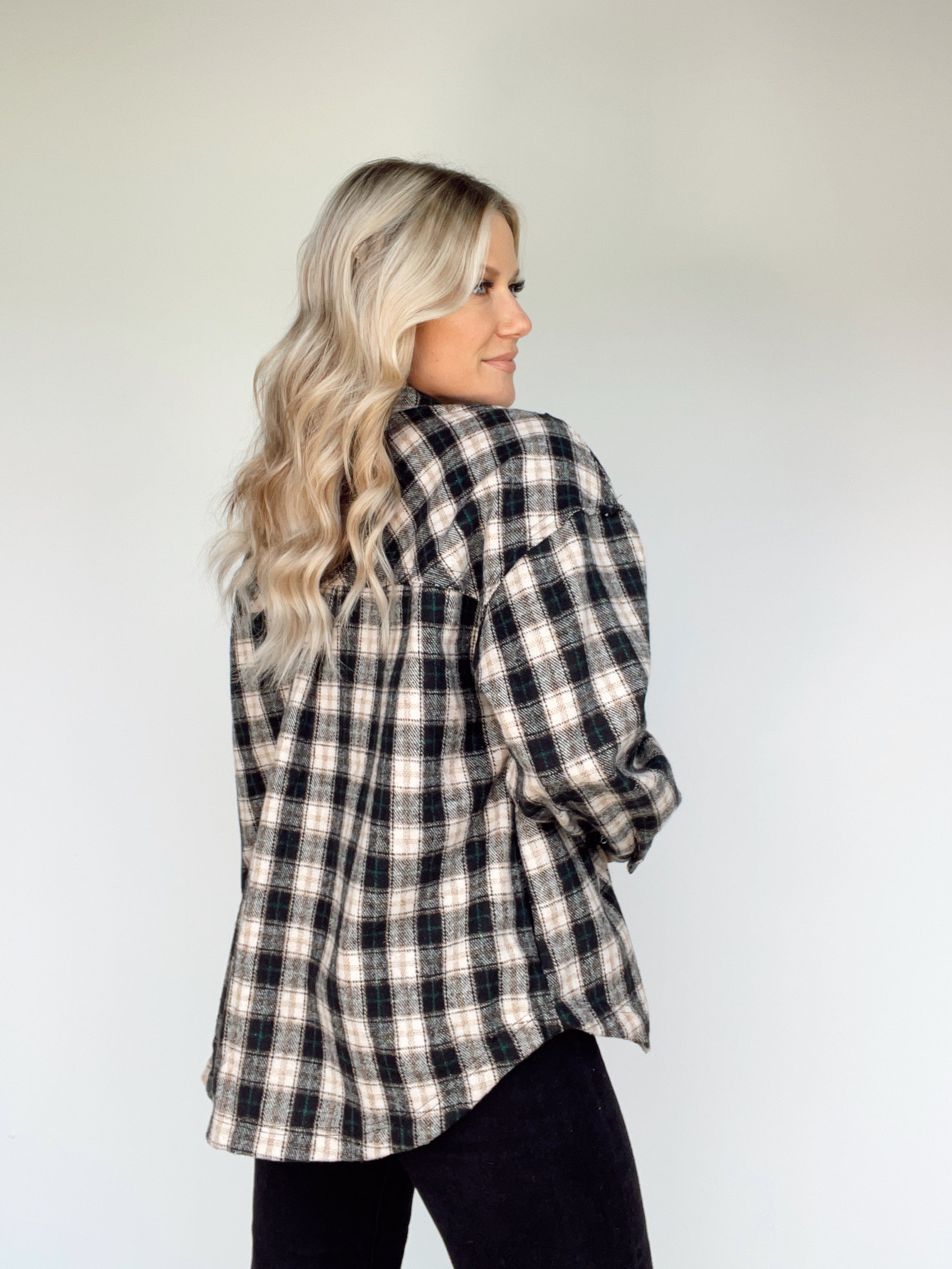 MJ6388G-2-LANE long sleeve plaid shacket LE LIS