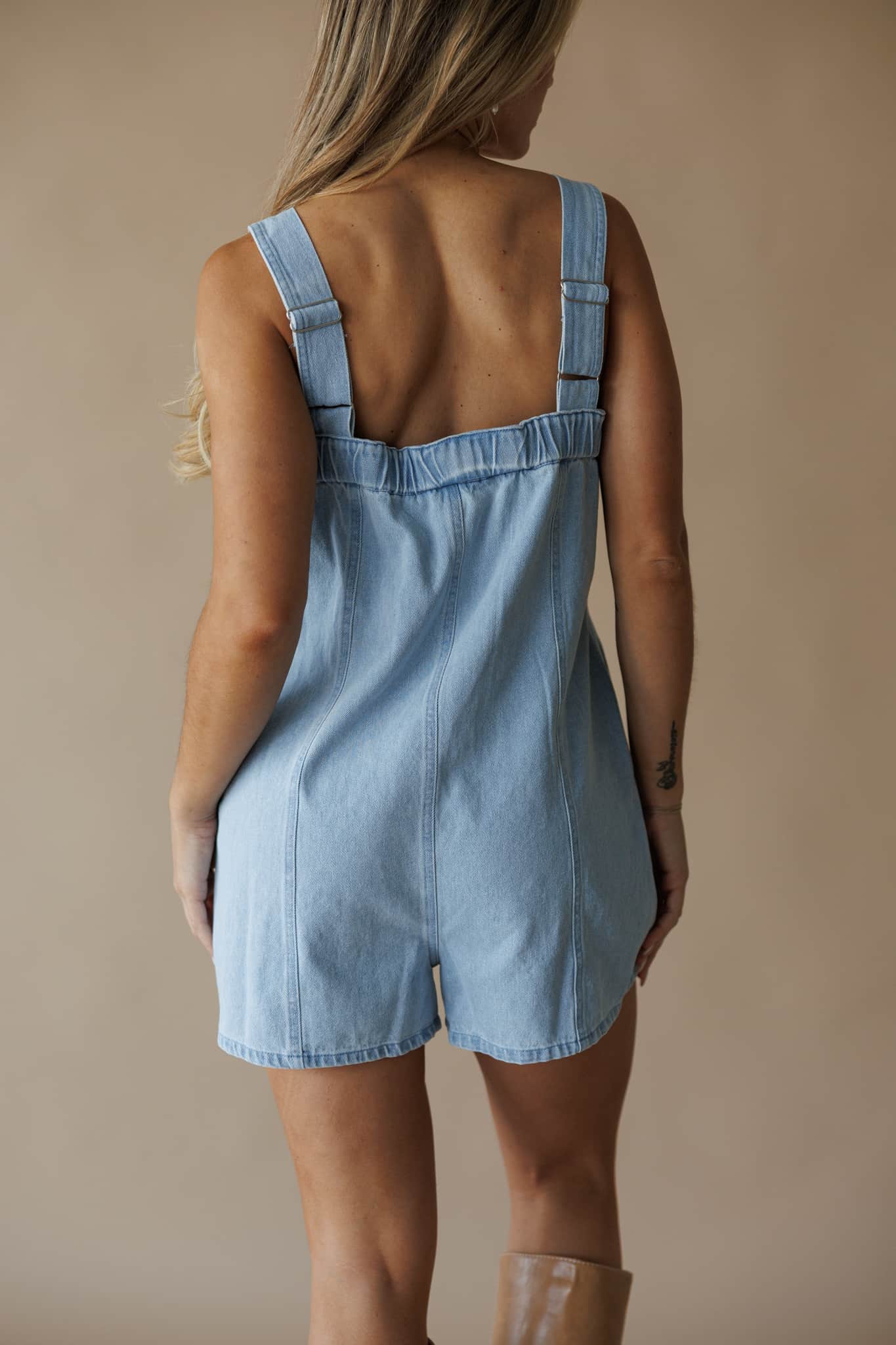 Zip Up Denim Romper