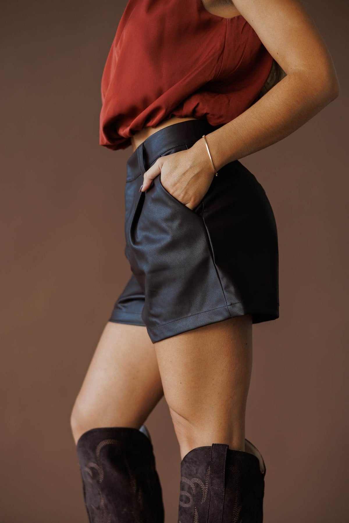 Faux leather shorts