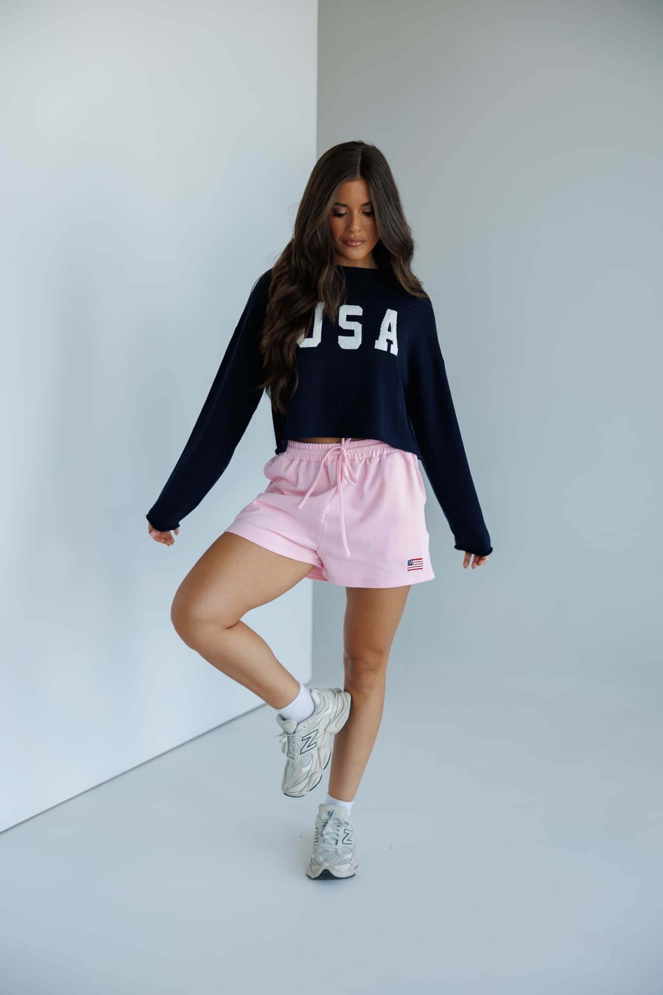 Light Pink USA Flag Shorts