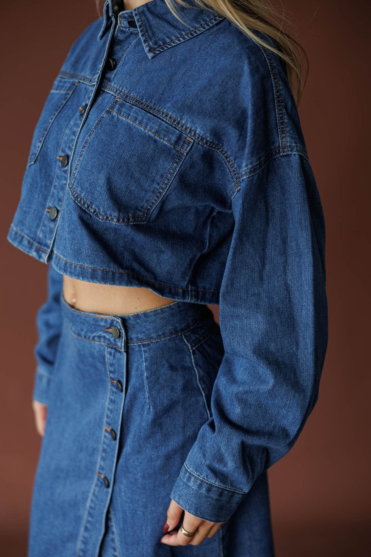 Indigo cropped denim jacket