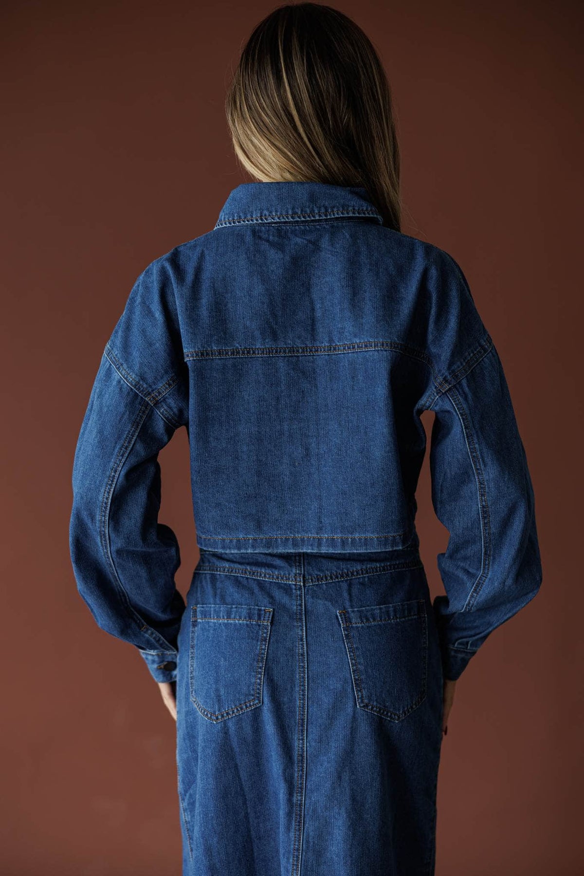 Indigo cropped denim jacket