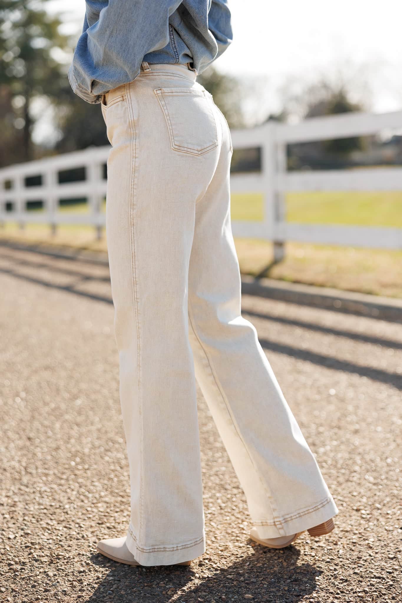 Neutral High Rise Stretch Straight Pants