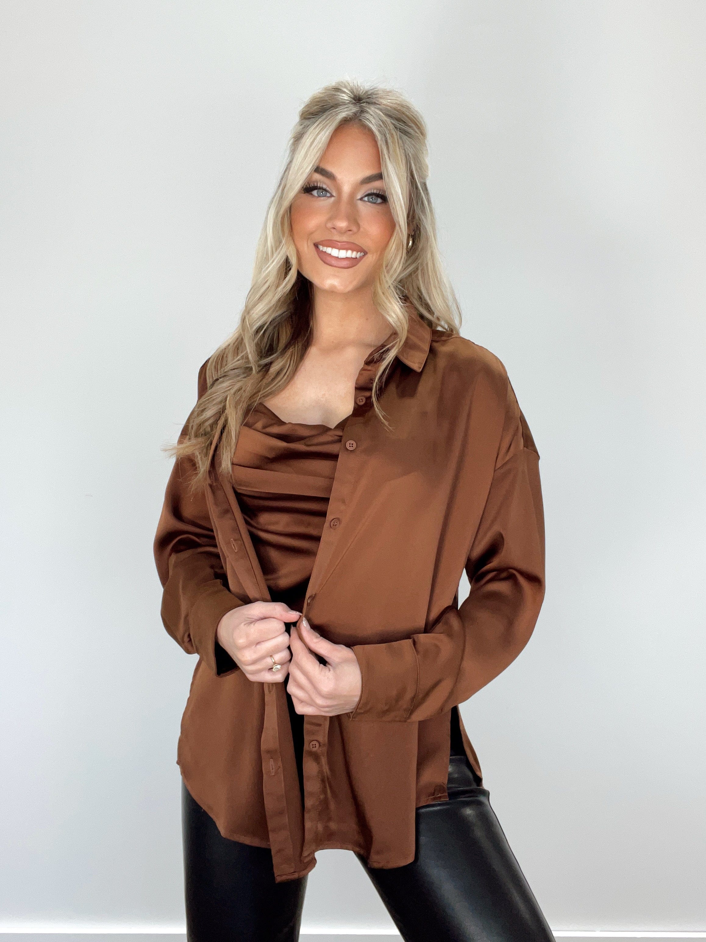 NJ90125SET chocolate button up Very J