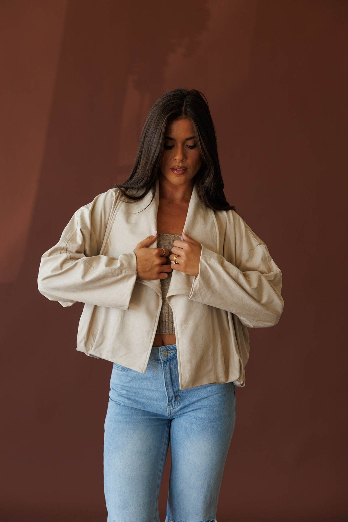 Beige suede jacket